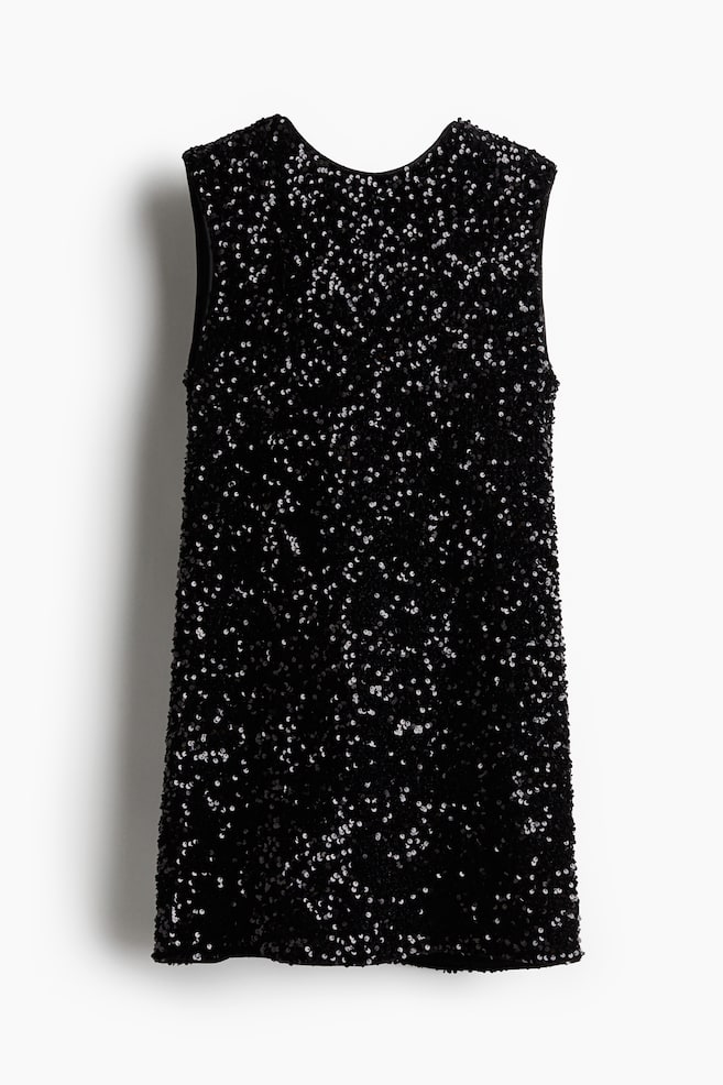 Abito con paillettes con laccetti dietro - Nero/bianco/Argentato - 1