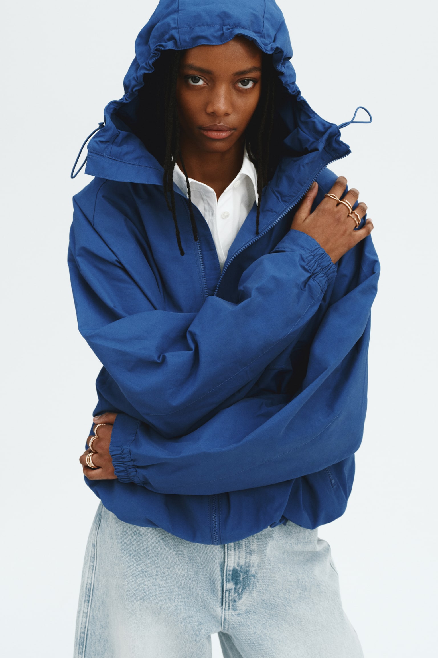 Hooded windbreaker - Dark blue/Cream - 6