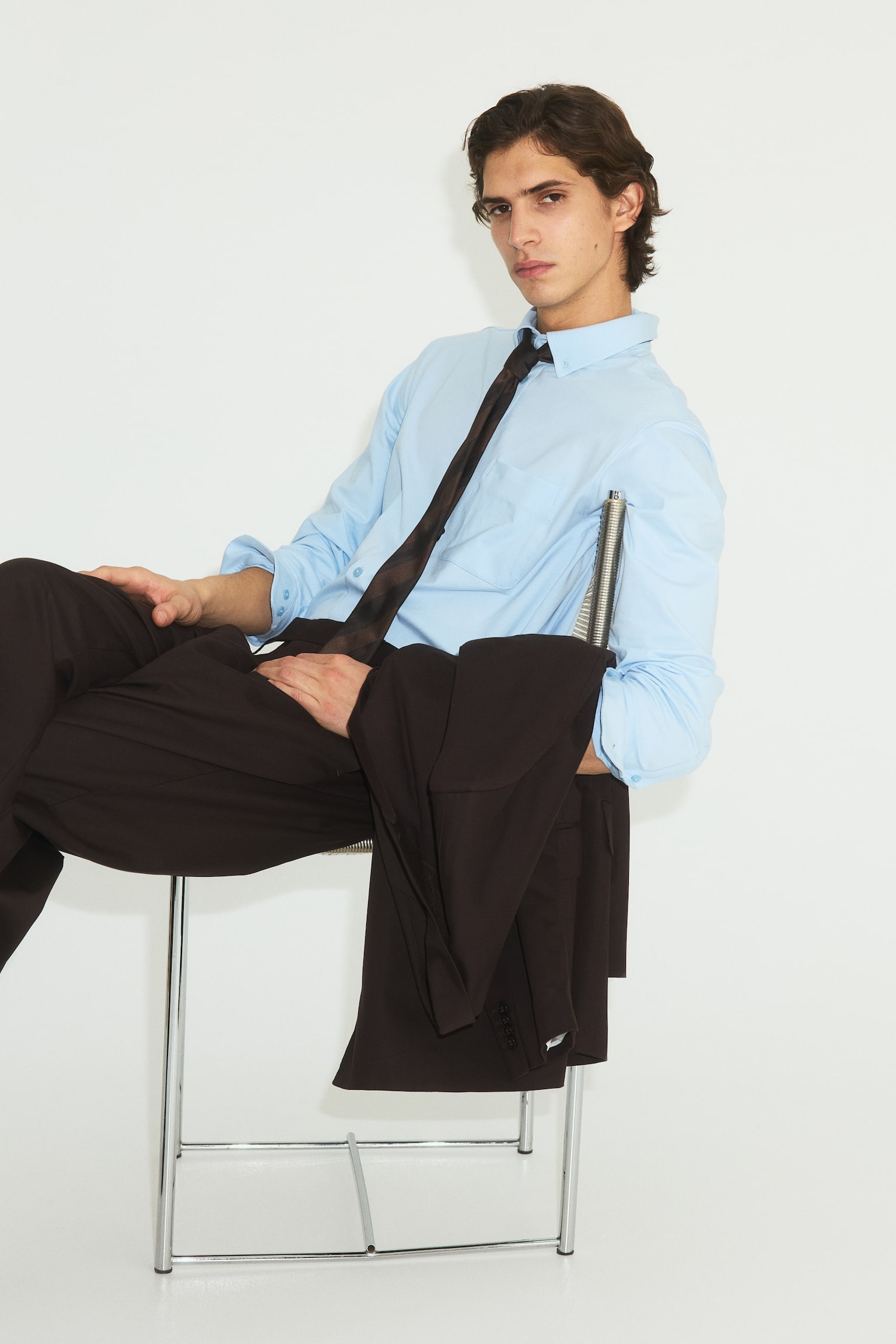 Four-way Stretch Regular Fit Shirt - Light blue/White/Beige - 7