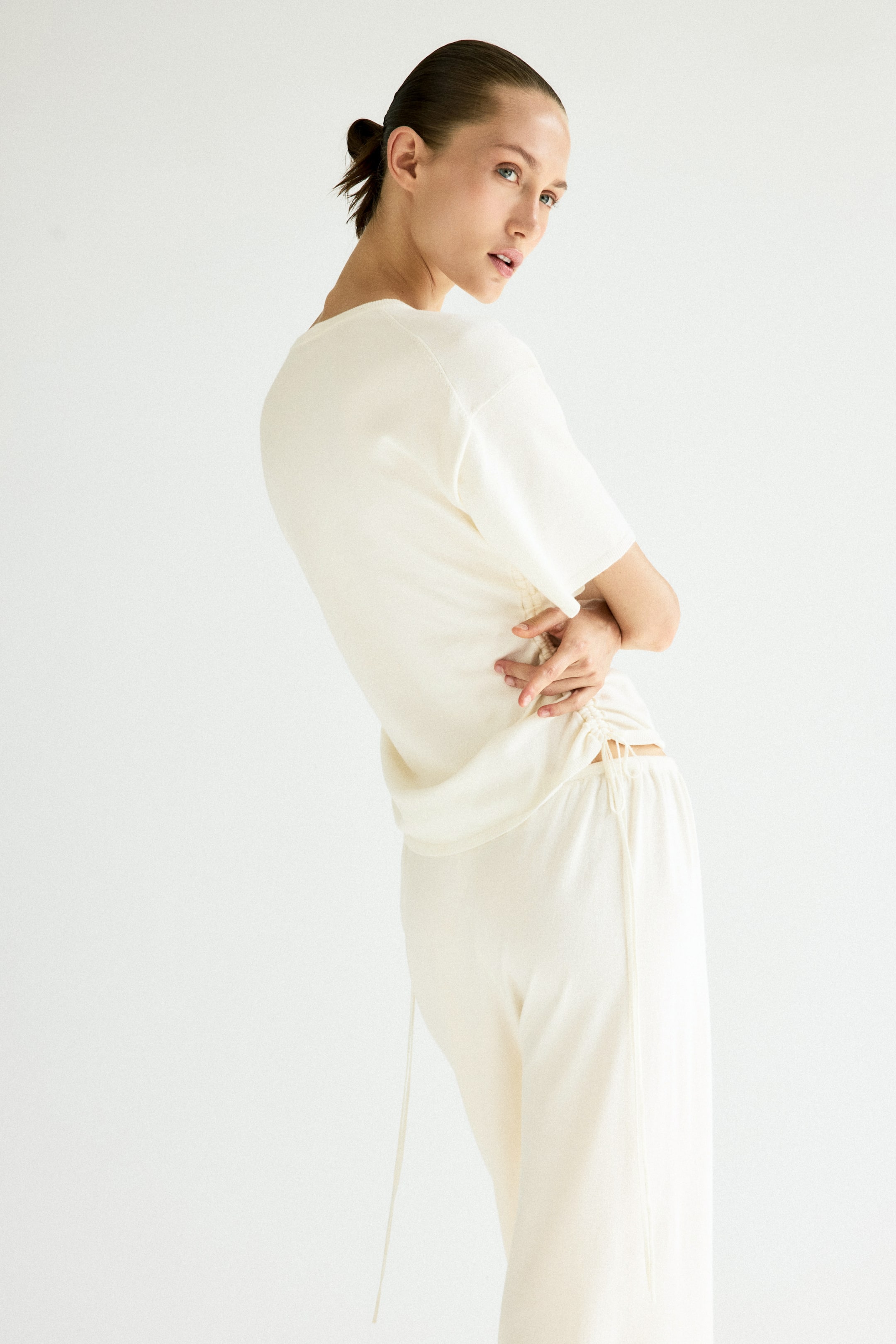 Fine-Knit Drawstring-Detail Top