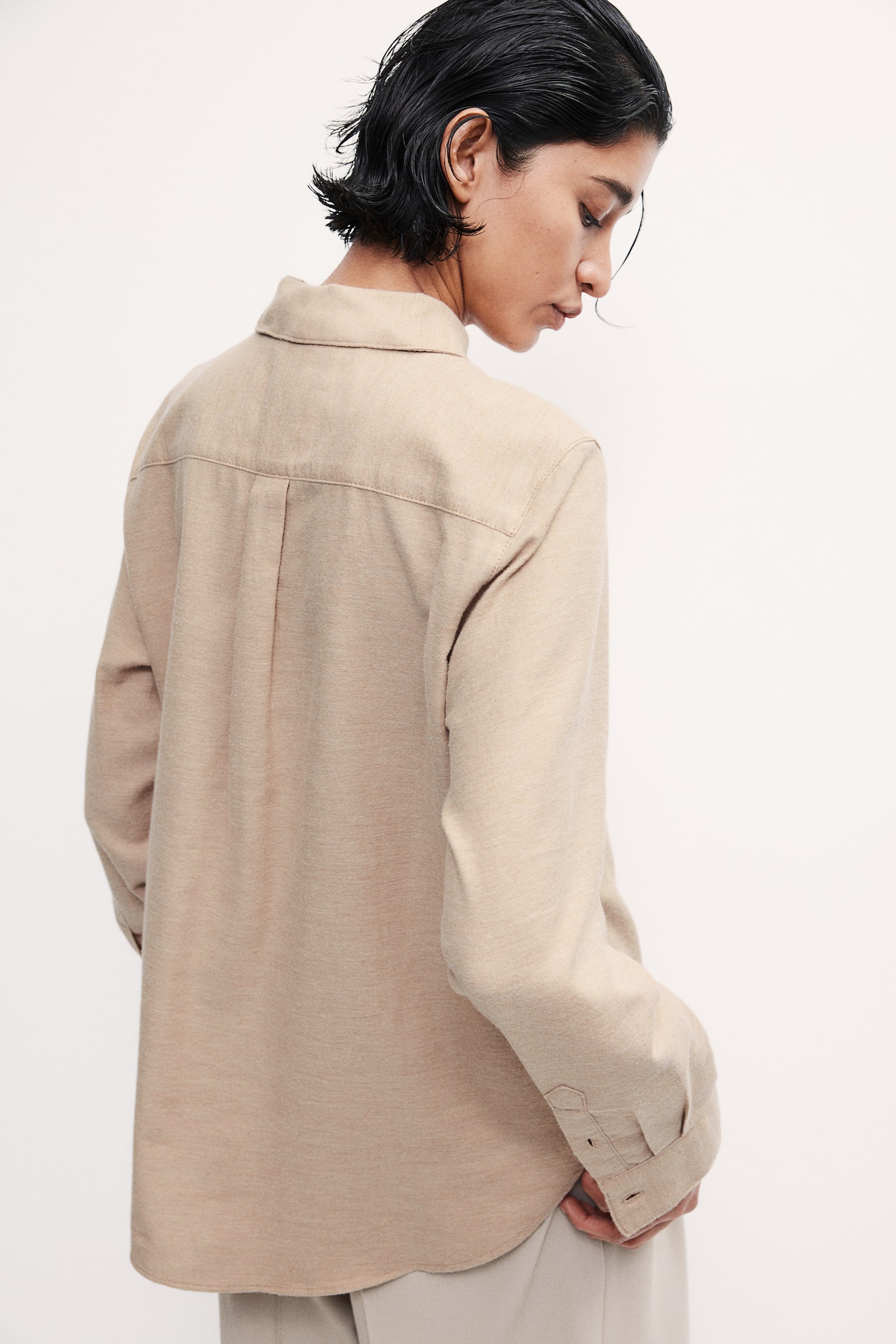 Cotton flannel shirt - Beige marl - 5