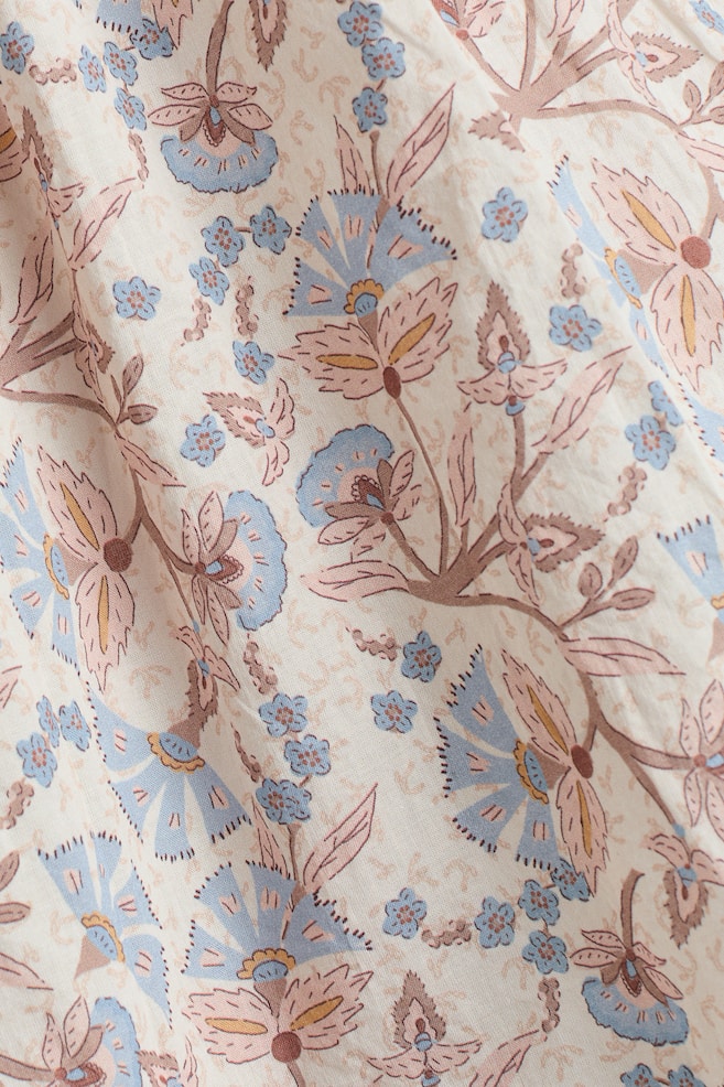 Robe trapèze en coton-Beige clair/fleuri - 5