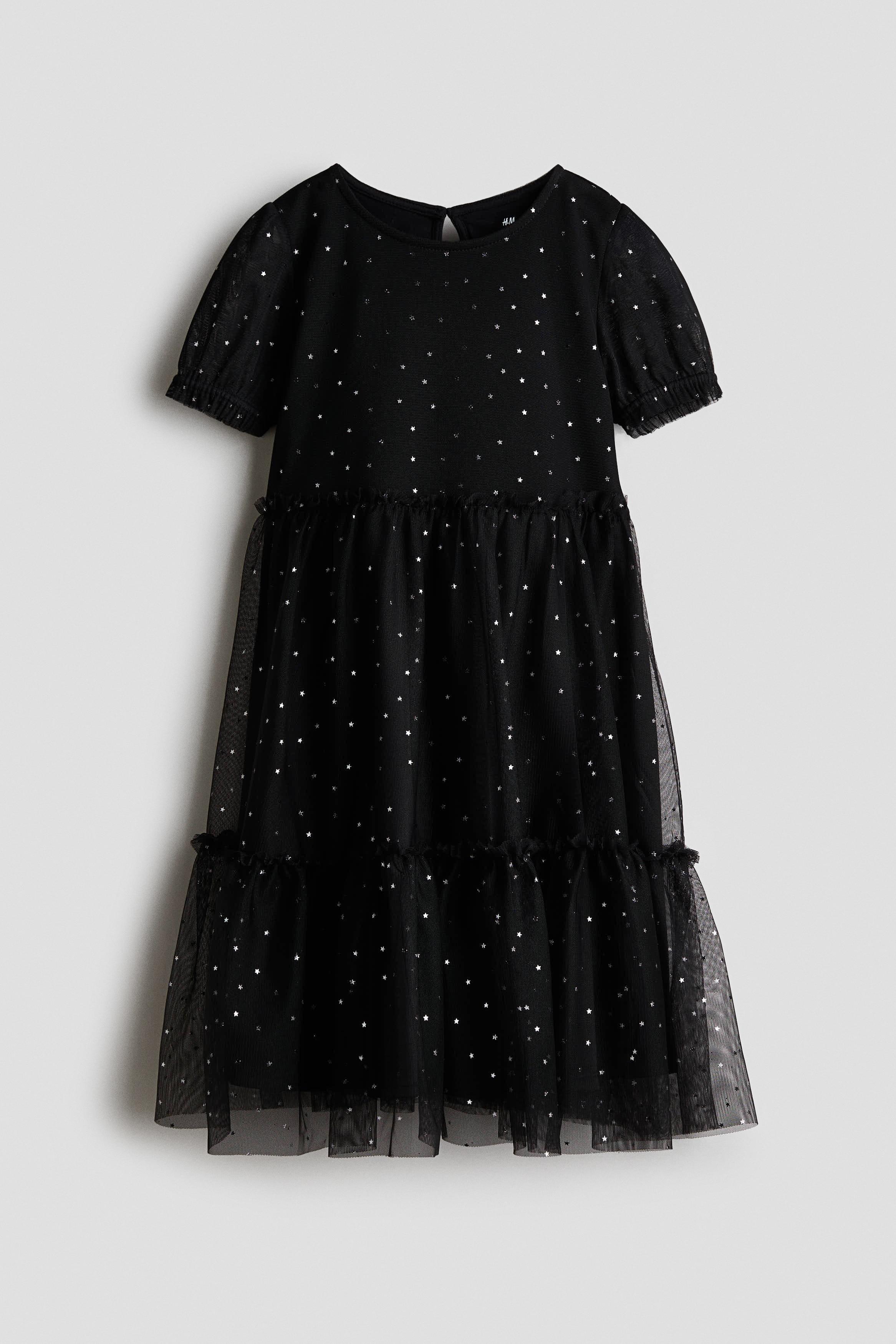 H & M - ホイルプリント チュールワンピース - ブラック H & M - ホイルプリント チュールワンピース - ブラック