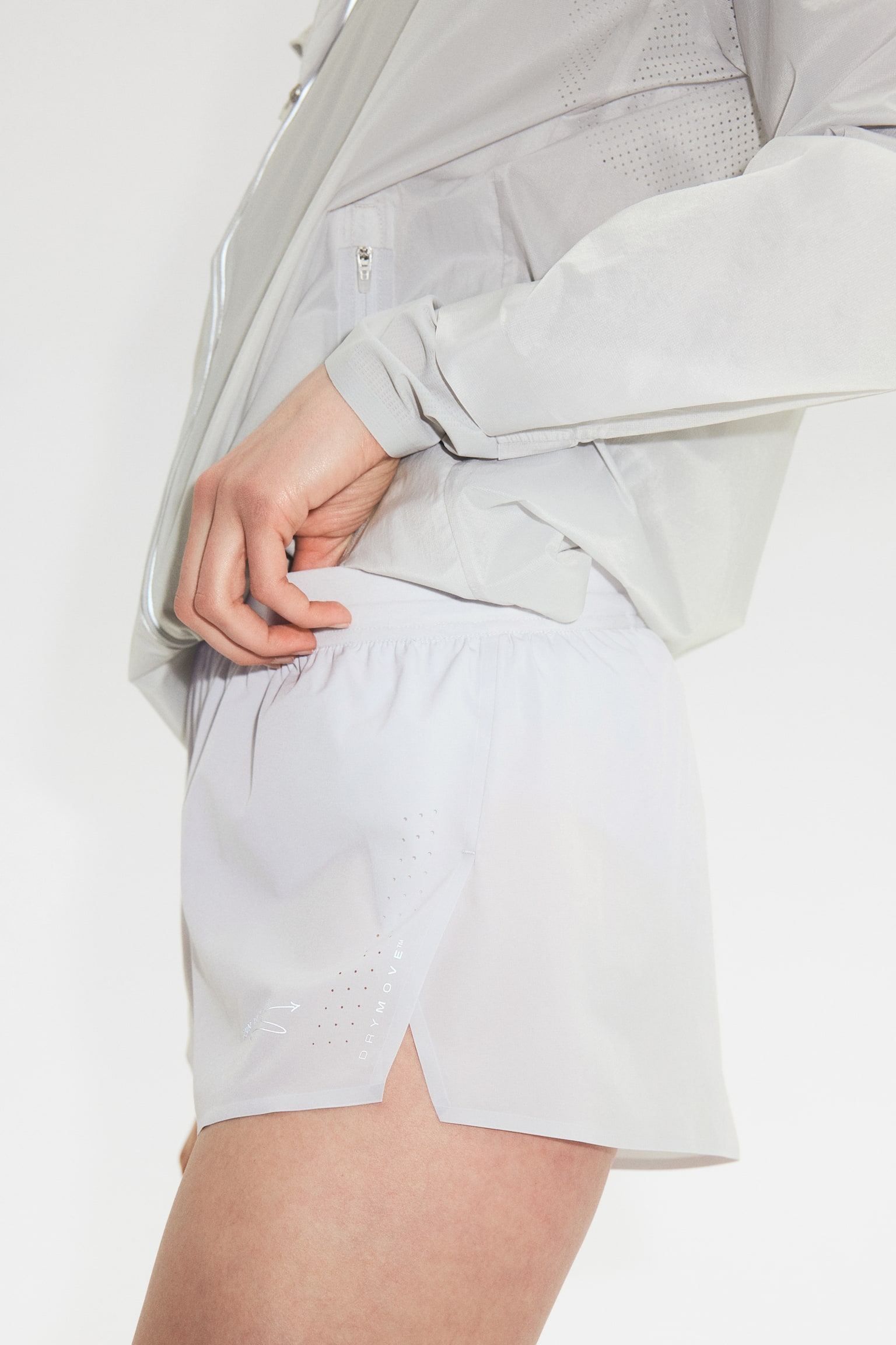 Quần short chạy bộ ngắn DryMove™ - Màu xám nhạt/Màu đen - 8