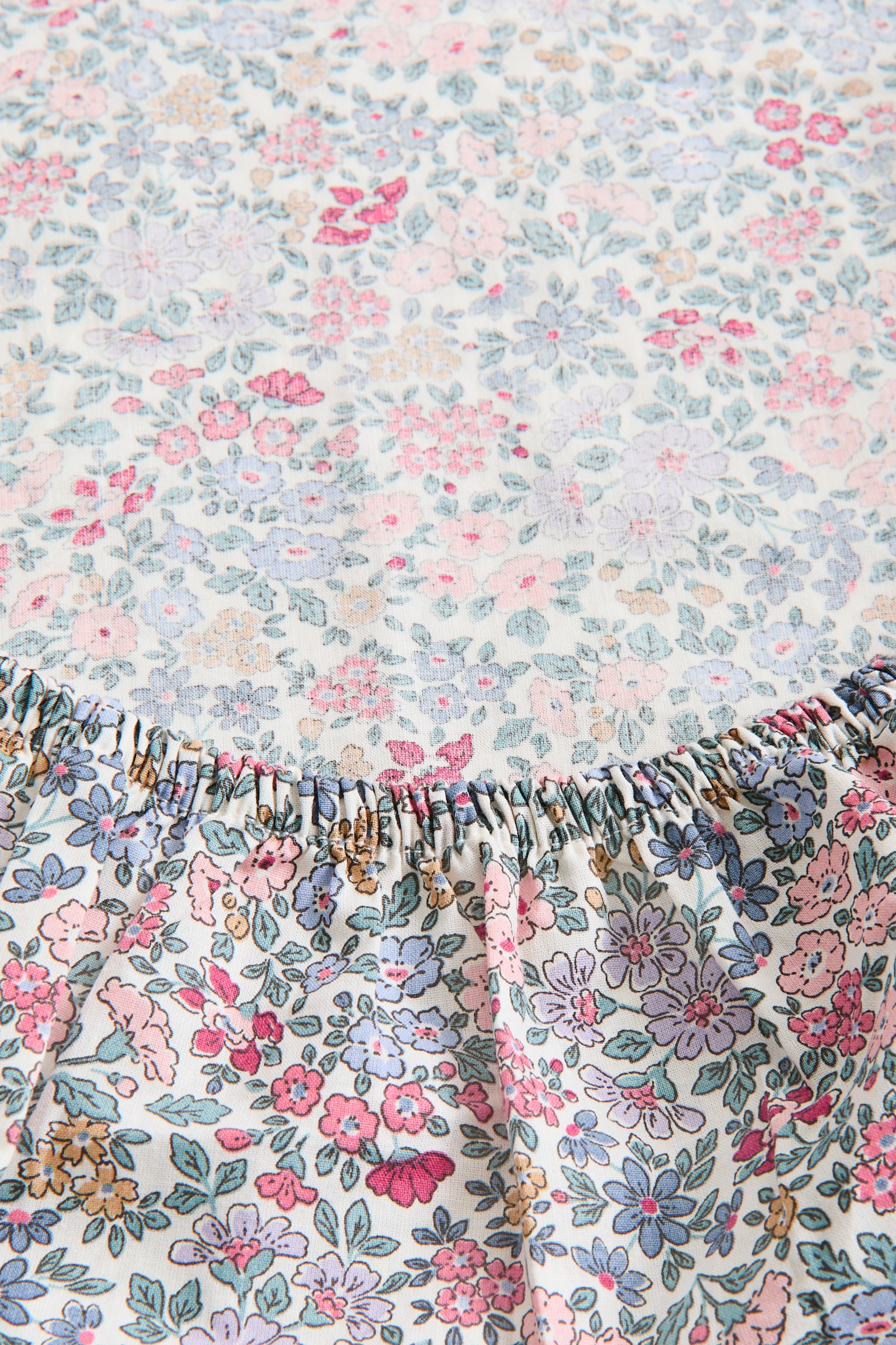 Cotton percale fitted sheet - Cream/Floral - 2