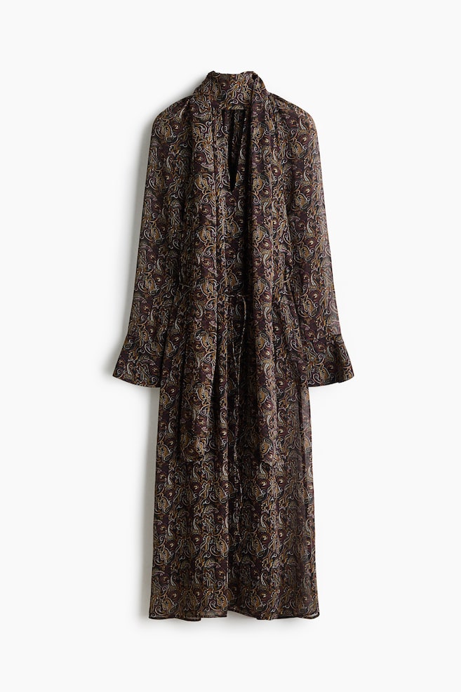 Scarf-collar dress - Black/Paisley pattern/Burgundy/Polka dot - 1