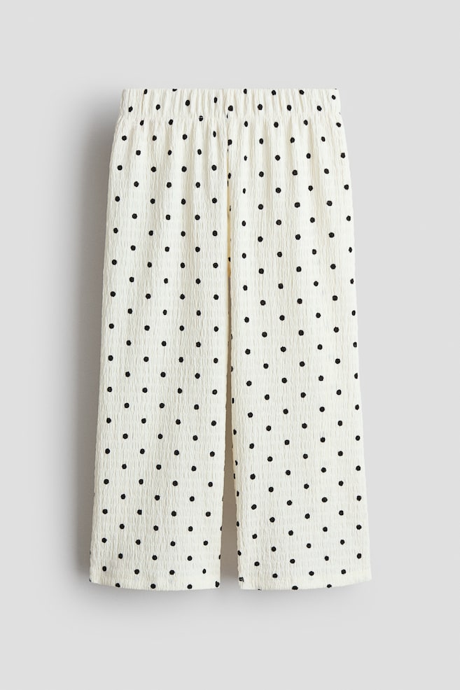 Wide crinkled trousers - White/Polka dot/Light pink/Navy blue - 1