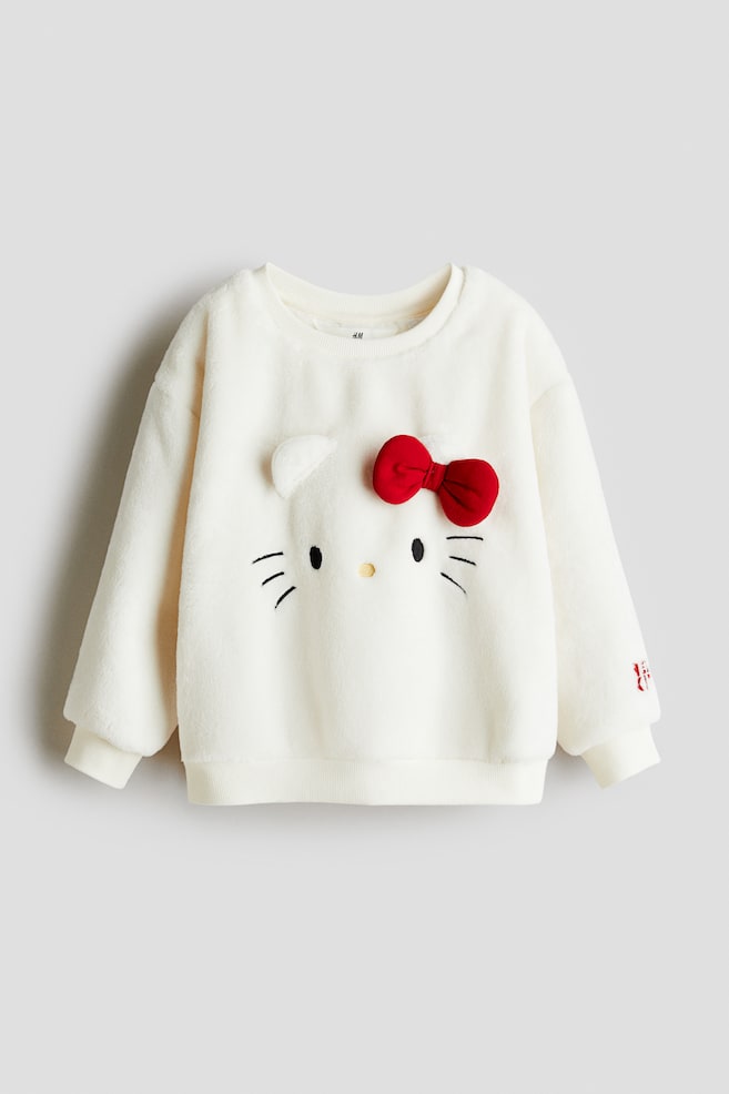 Motif-detail pile sweatshirt - White/Hello Kitty/Light beige/Squishmallows/White/Cinnamoroll - 1