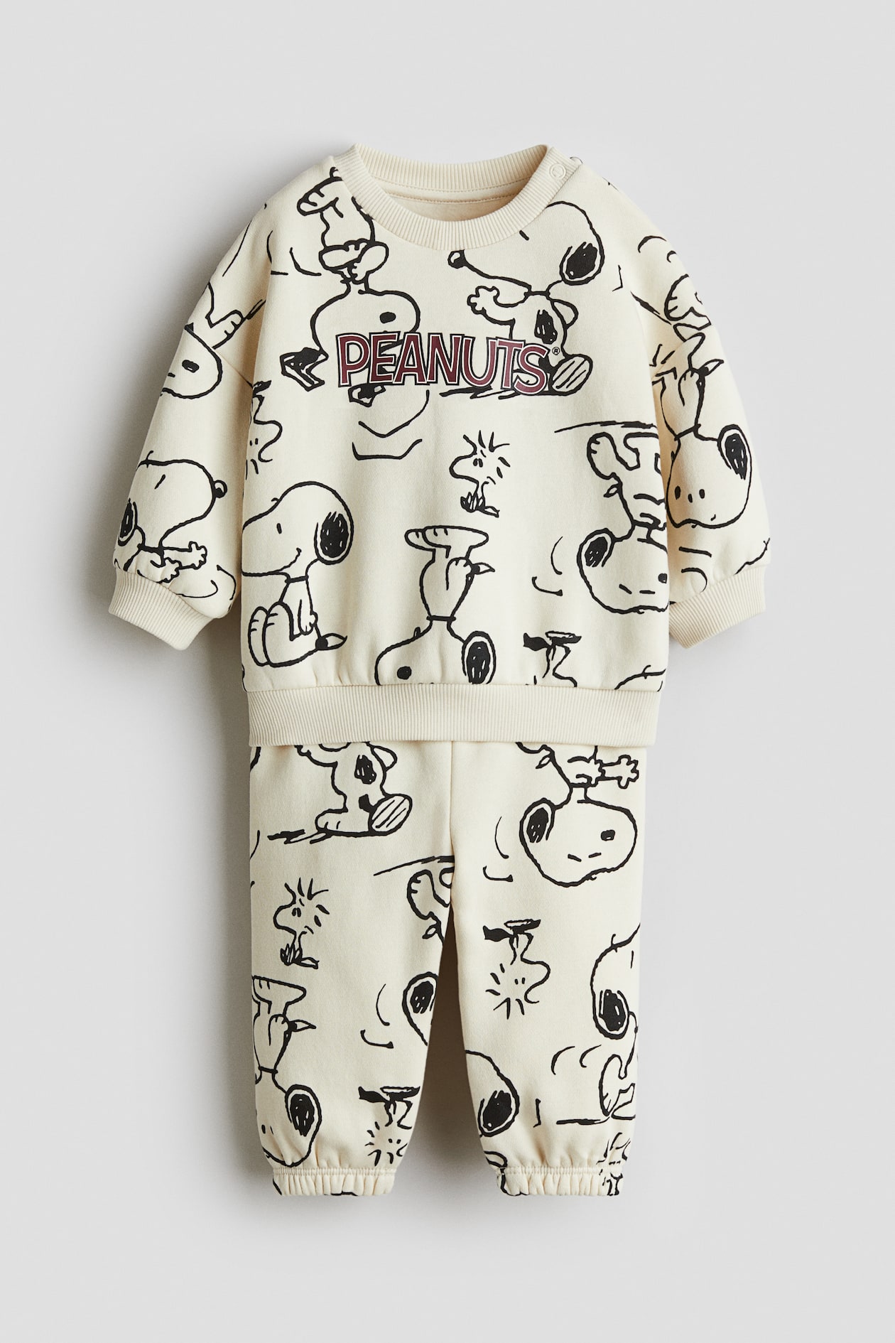 Conjunto estampado de 2 peças sweatshirt - Creme/Snoopy - CRIANÇA | H&M PT