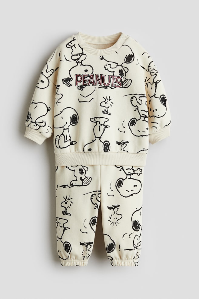 2-piece printed sweatshirt set - Cream/Snoopy/Dark grey/The Lion King - 1