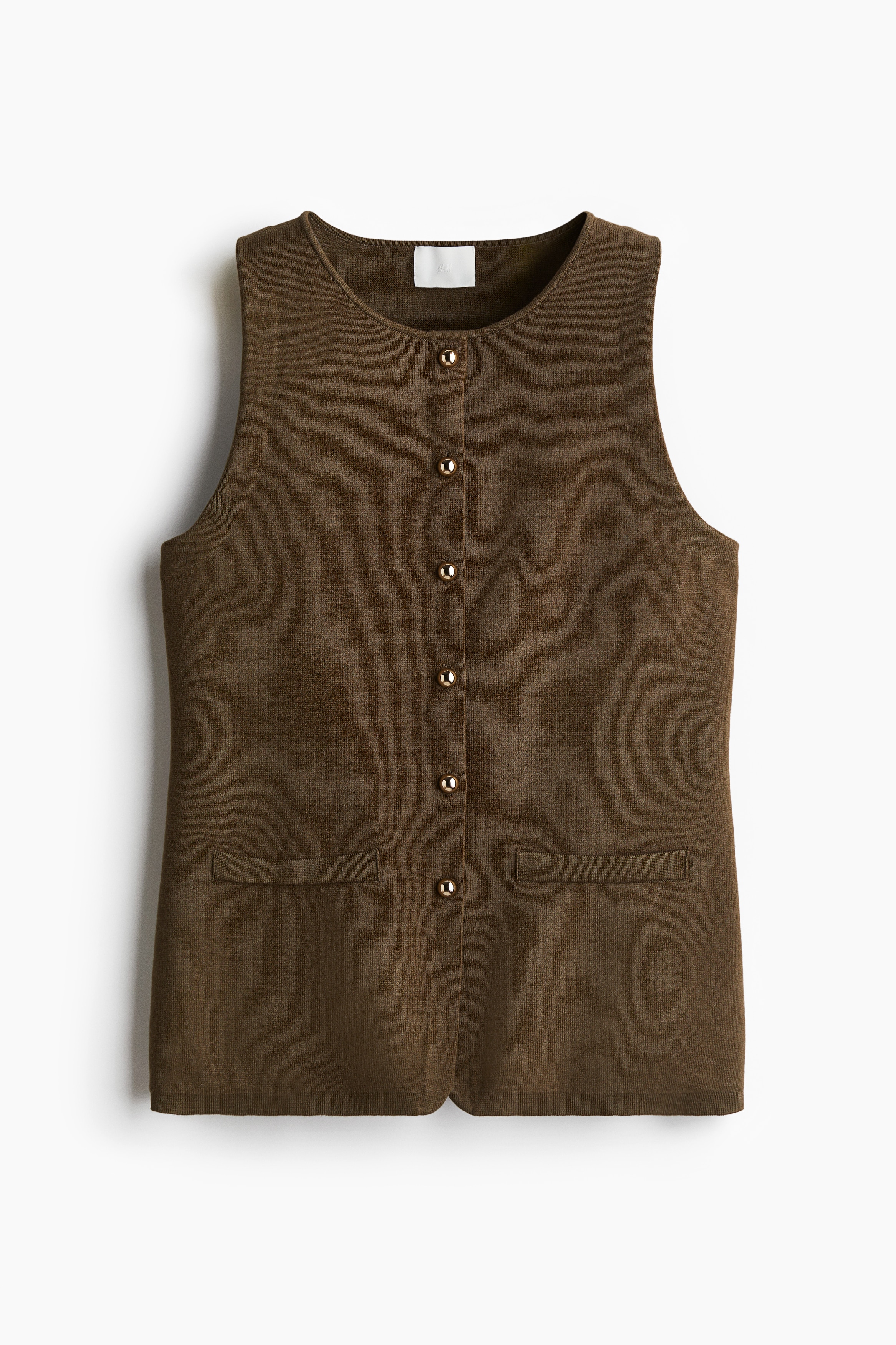 Dense Knit Vest - Dark khaki green/Dark brown