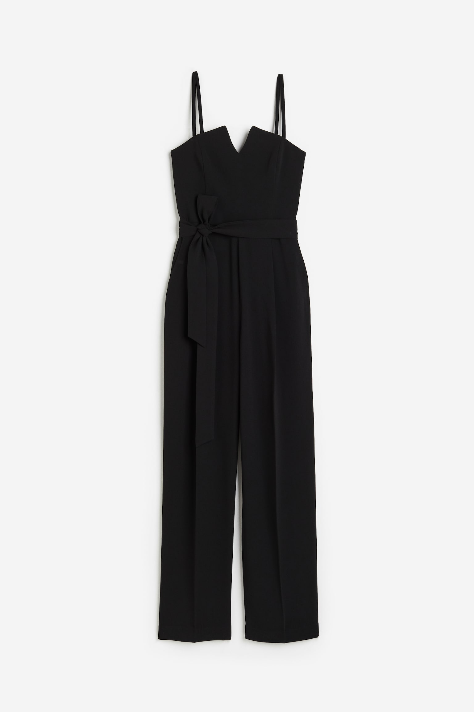 Tie-belt jumpsuit - Black/Black - 1