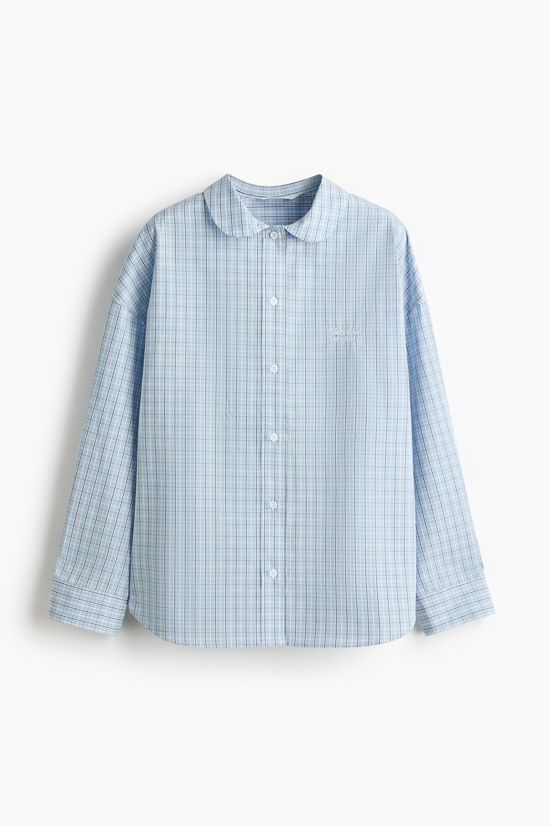 拡大画像を表示: コットンポプリンシャツ - Light blue/Checked - レディース | H&M JP 1