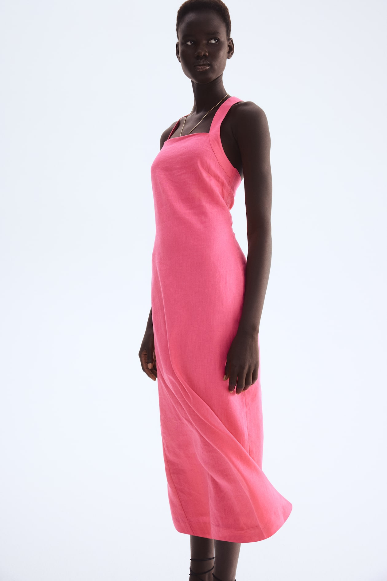 Jurk van linnenmix Felroze DAMES H&M BE