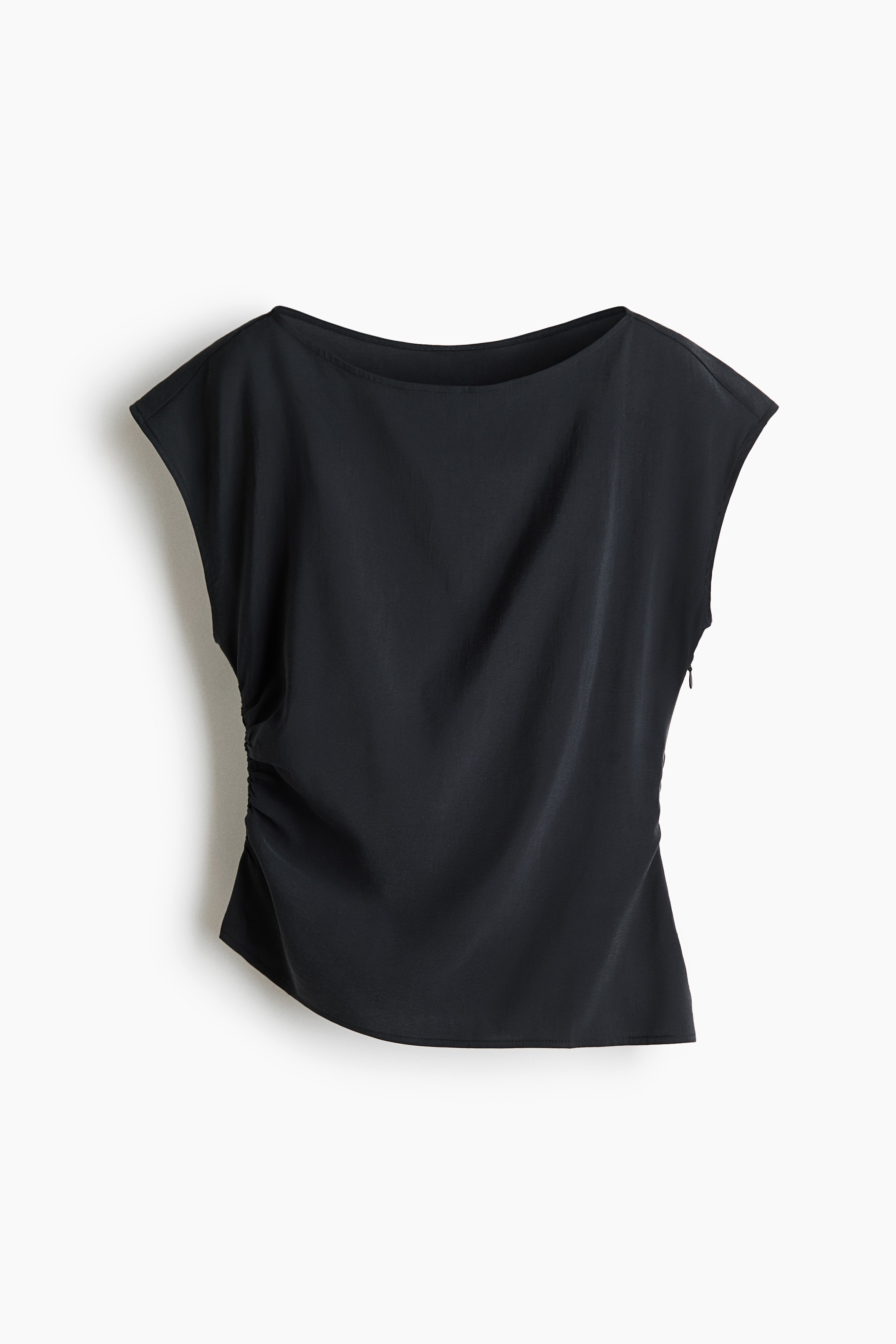 Top froncé en viscose mélangée - Gris foncé/Rose poudré/Crème