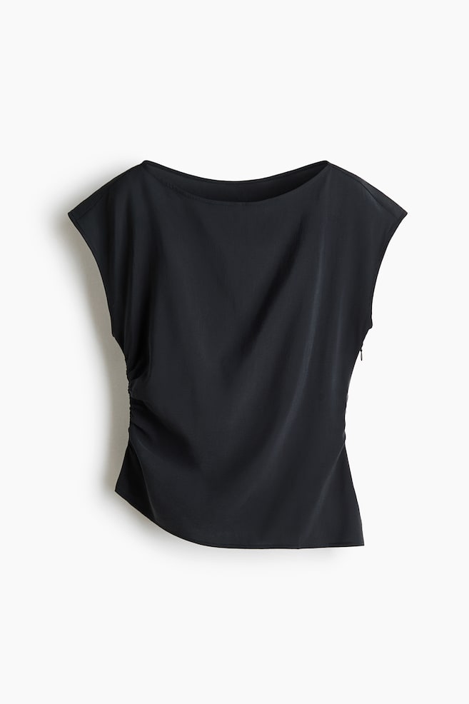 Ruched Viscose-Blend Top - Dark gray/Powder pink/Cream - 1