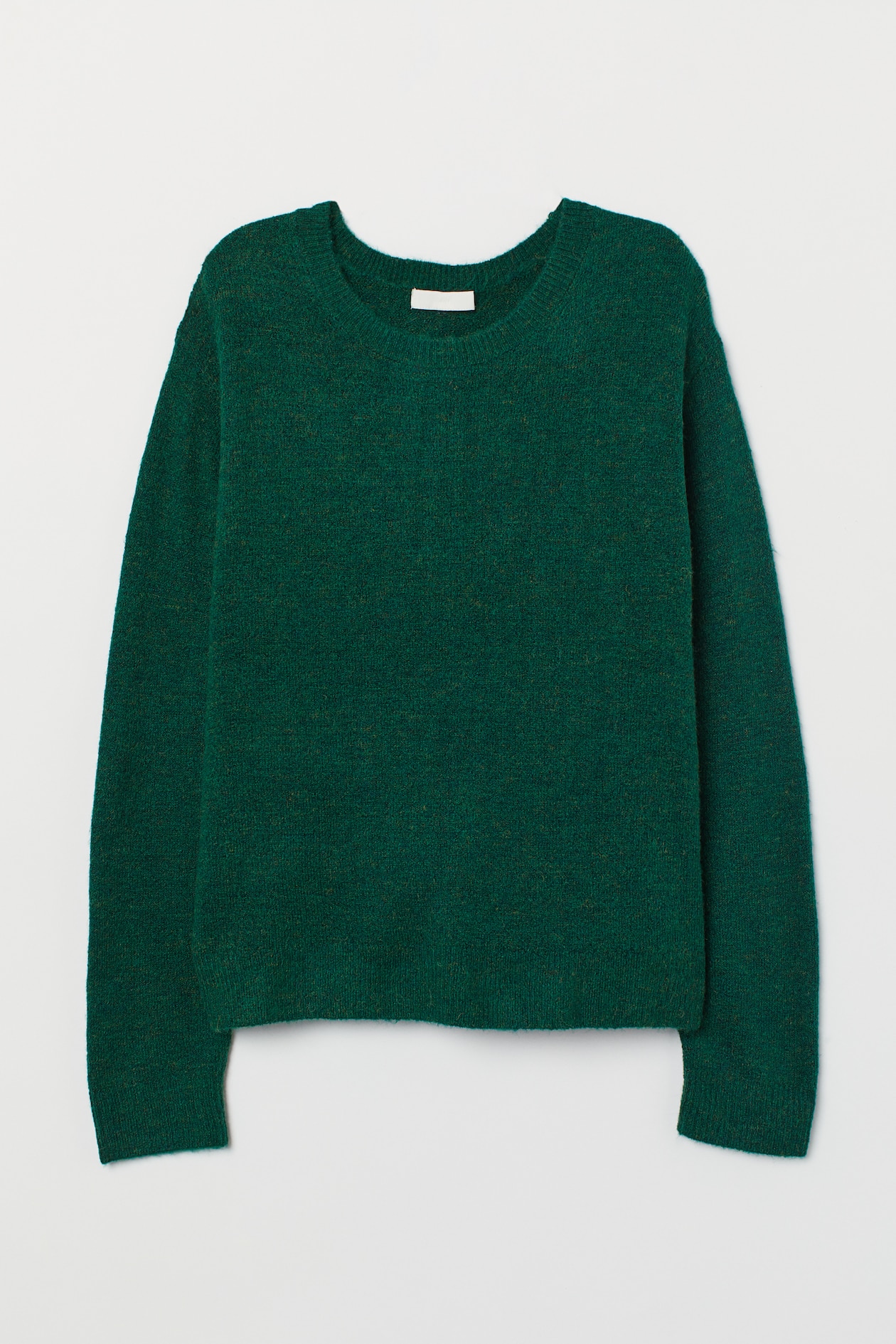 Fine-knit Sweater - Round Neck - Long sleeve - Green melange - Ladies ...