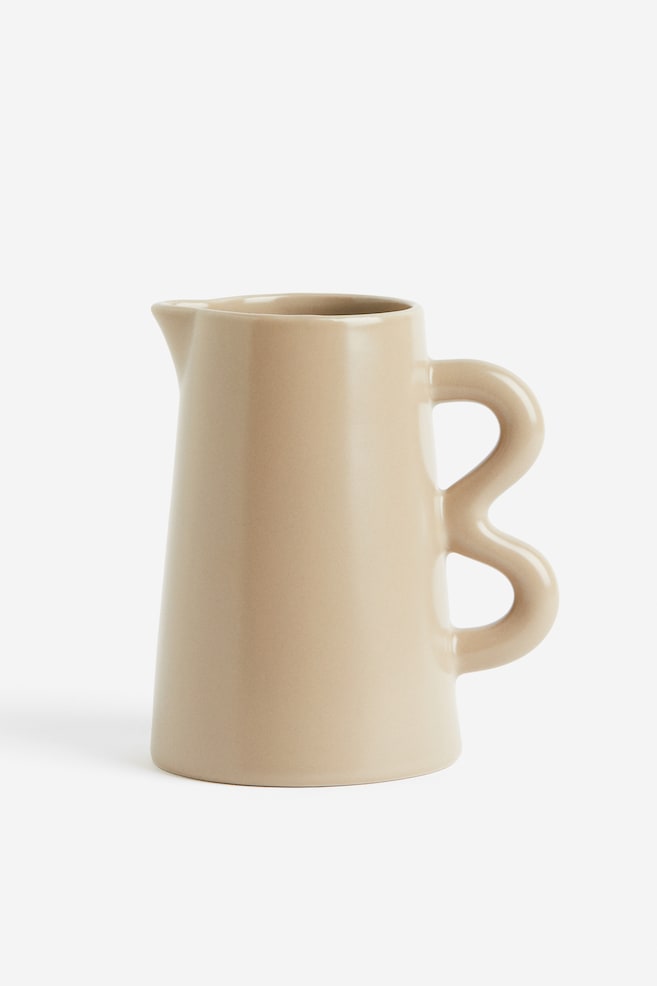 Glazed stoneware jug - Beige/Black - 1