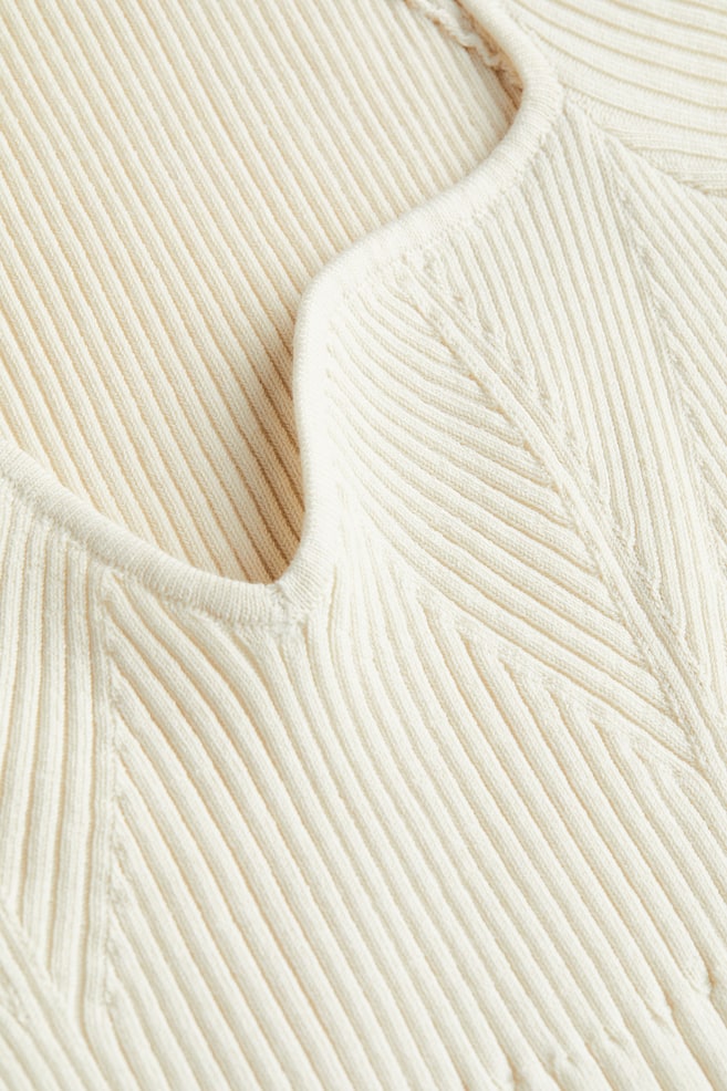 Rib-knit bodycon dress - Cream - 2