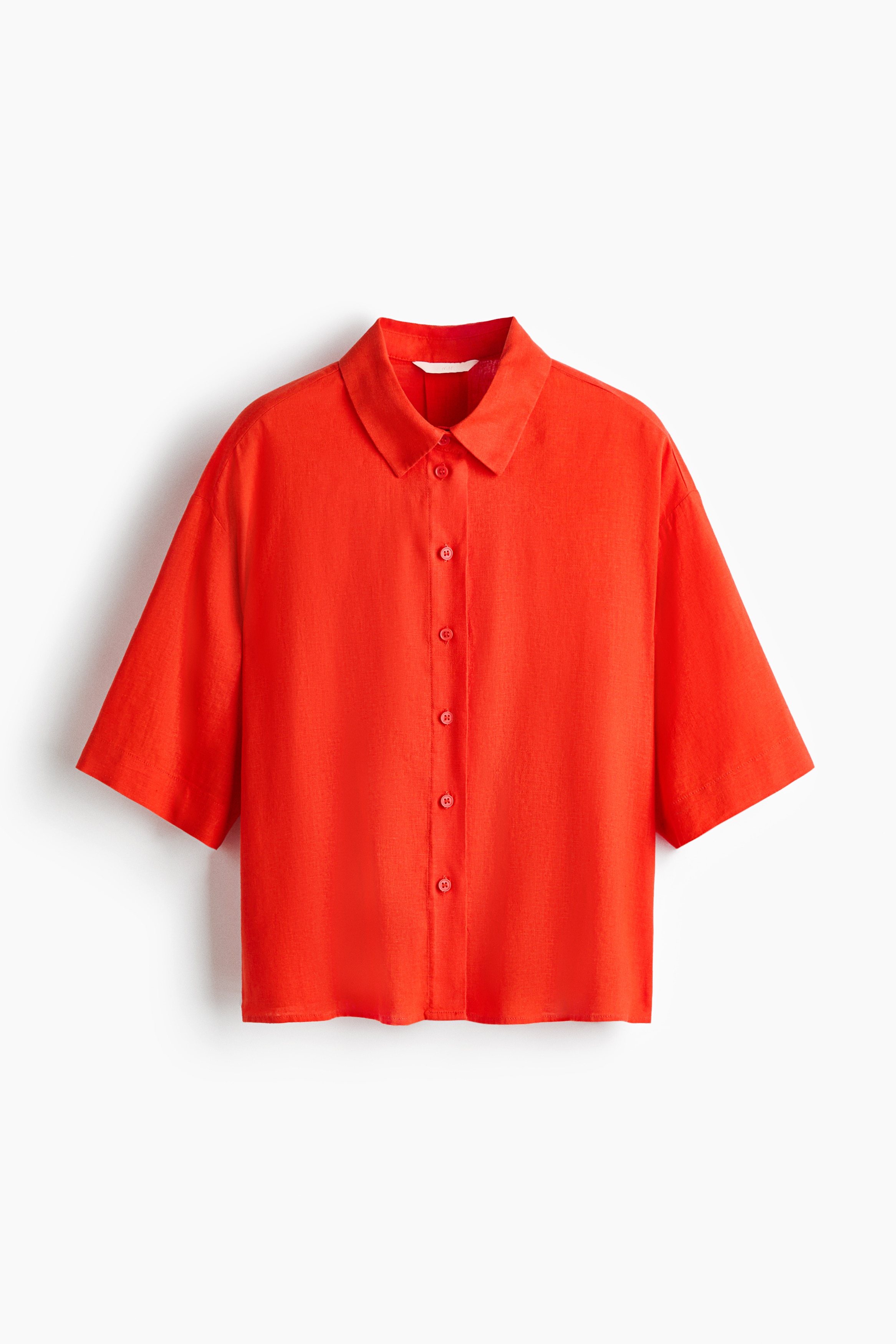 Linen-blend shirt - Bright red/Dark brown/Powder pink/White