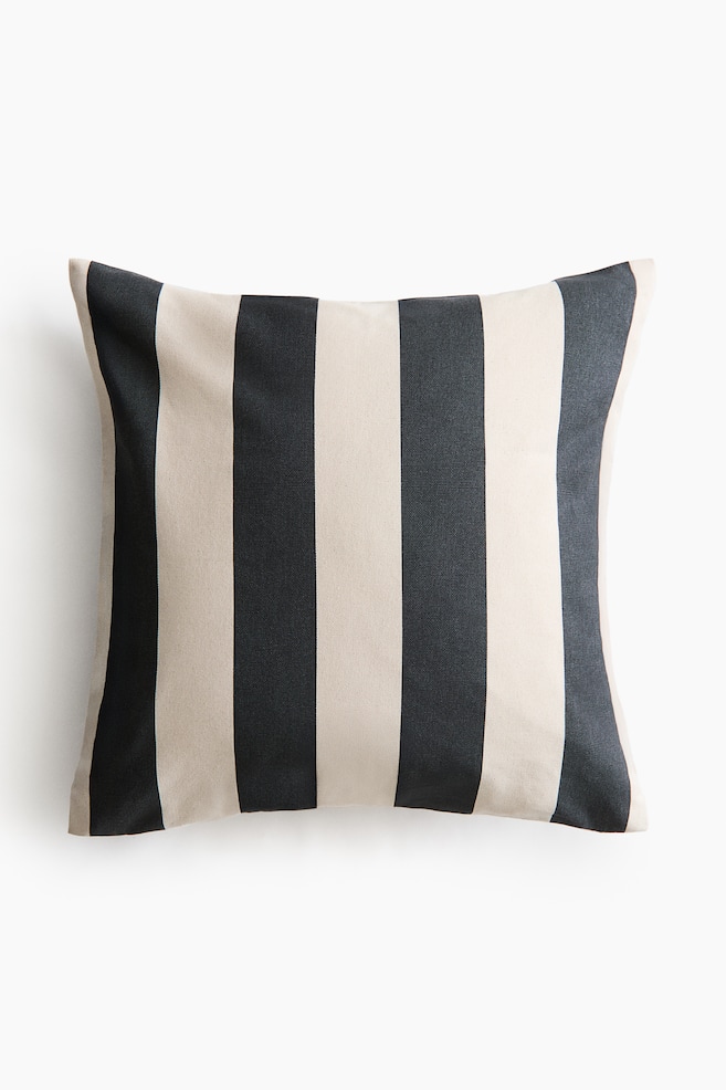 Cotton canvas cushion cover - Dark grey/Striped/Beige/Striped - 1