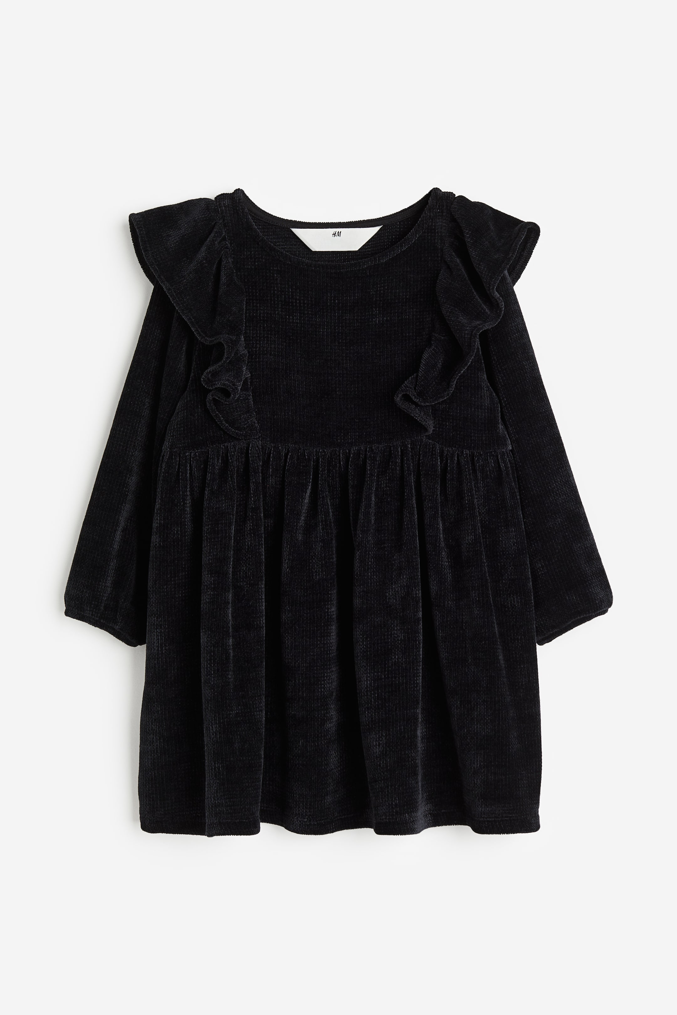 Flounce-trimmed Chenille Dress