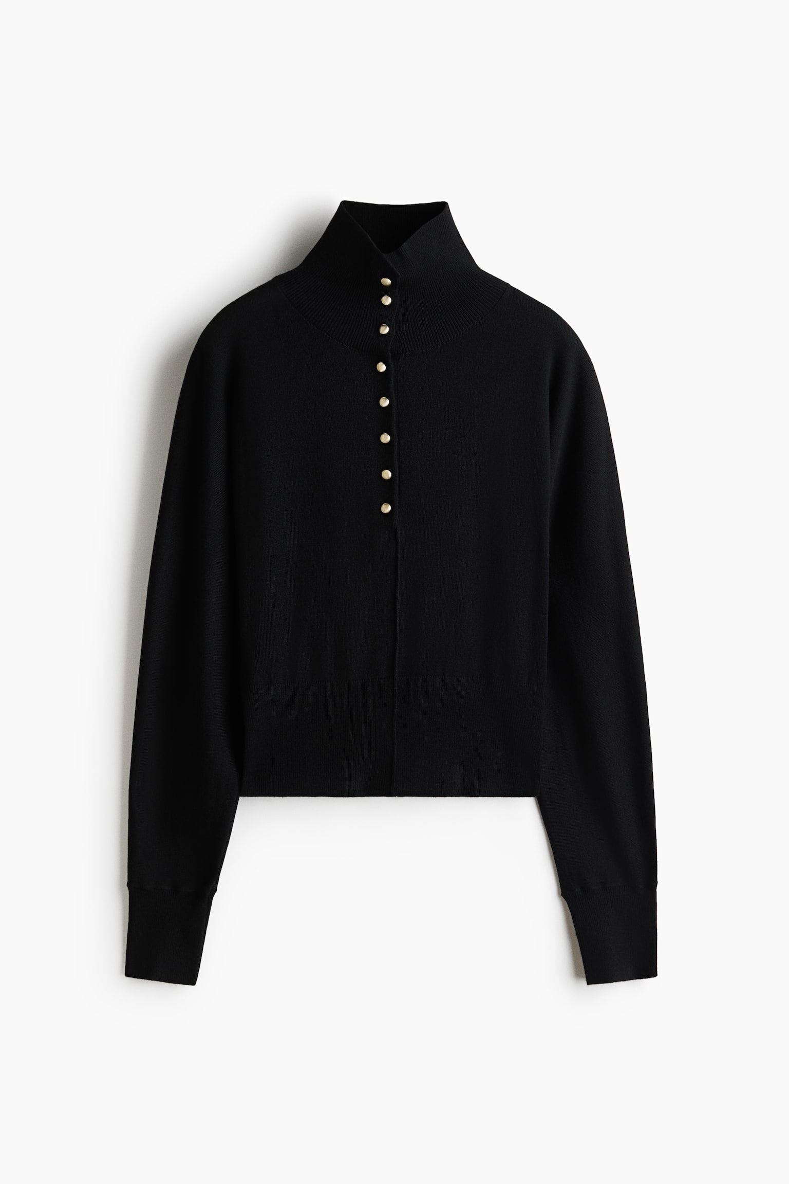 Fine-Knit Mock Turtleneck Sweater - Black/Light yellow/Dark khaki green - 1
