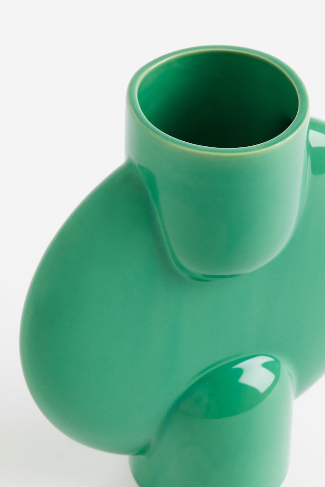 Vase aus Steingut - Grün/Weiß - 3