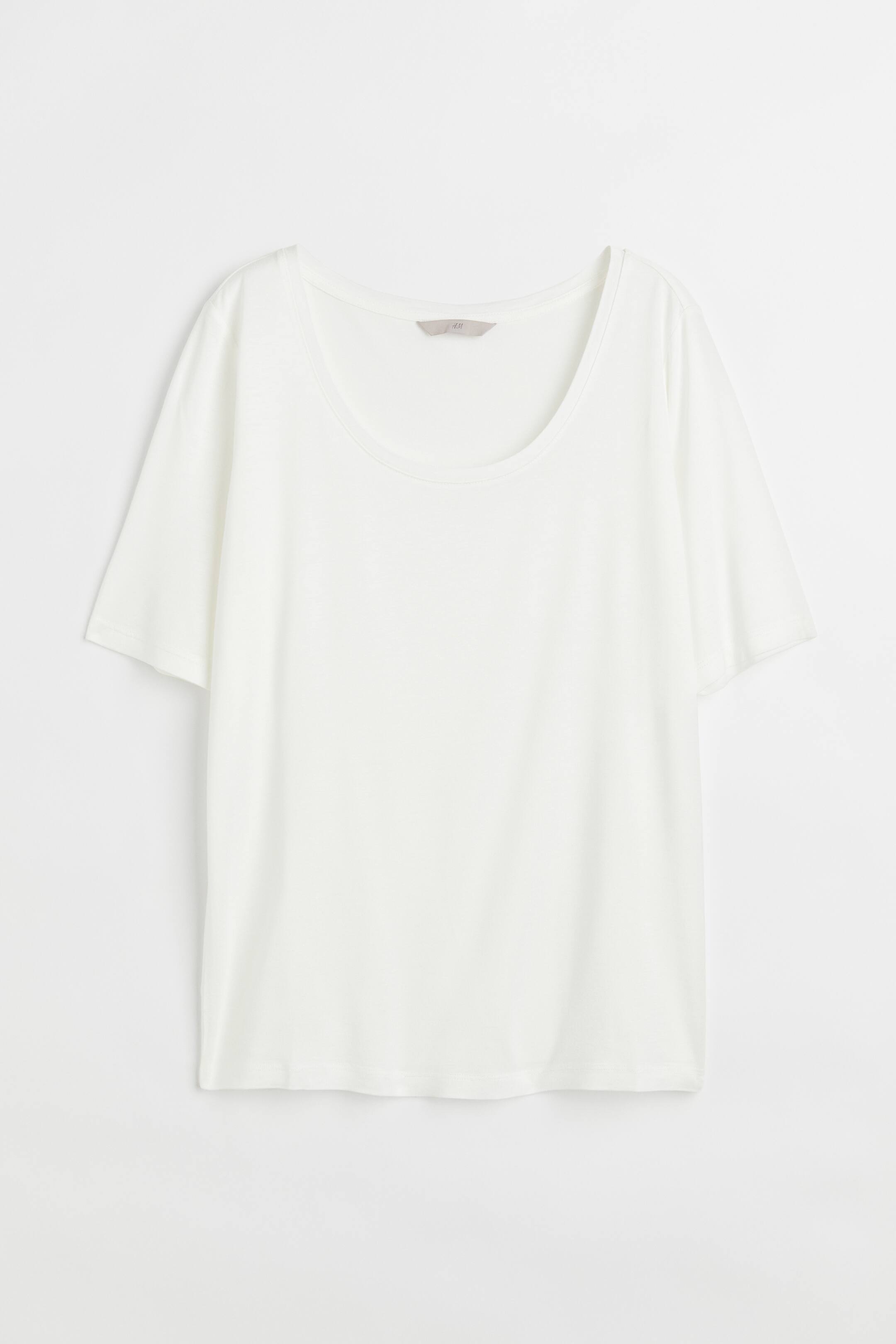 查看大圖: 低領T恤 - 白色 - Ladies | H&M 1