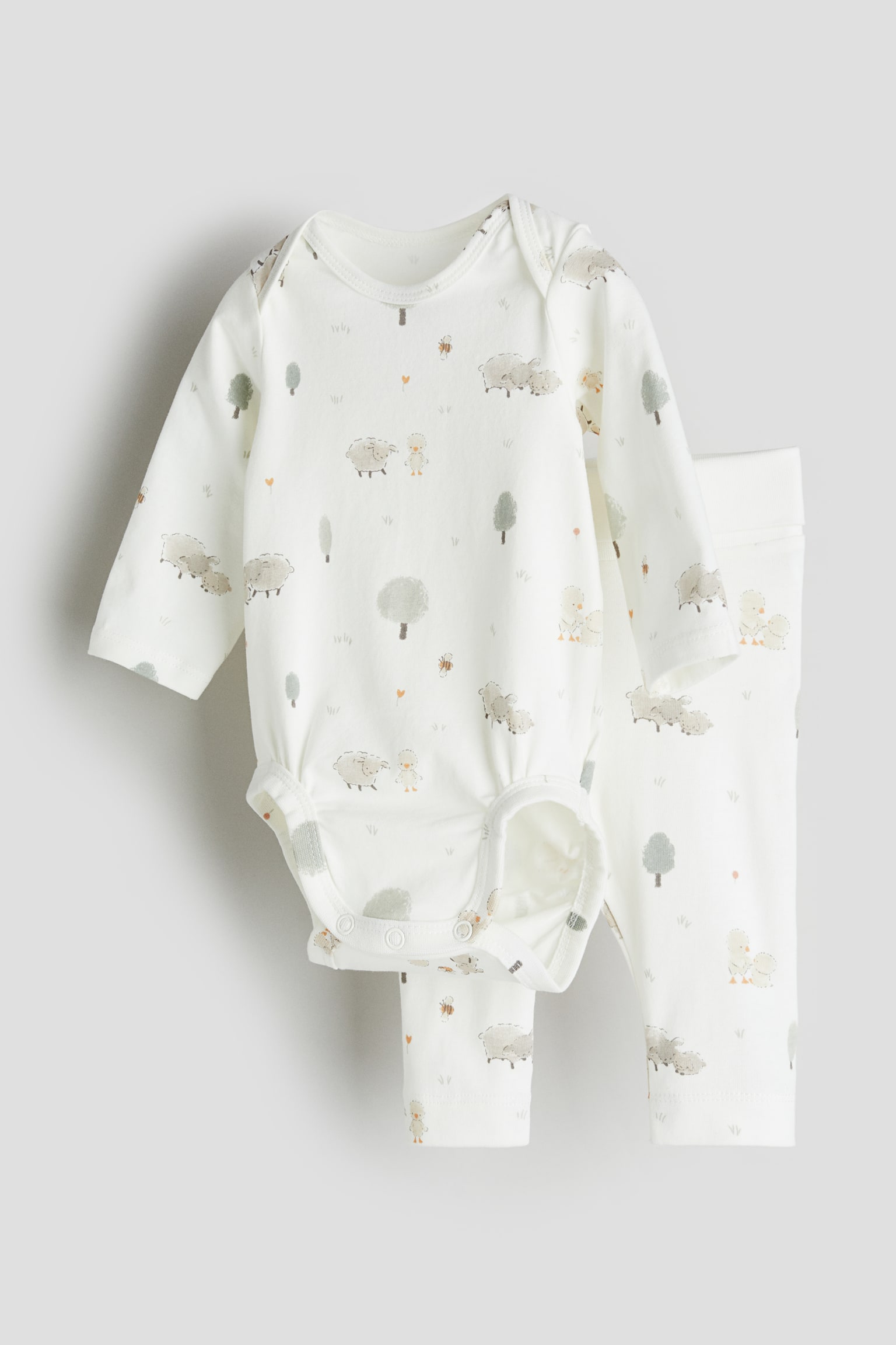 2-piece Cotton Jersey Set - White/Sheep/White/Pattern/White/I Love Mum/Cream/Hearts/White/Hearts/White/Pattern/Light beige/I Love Dad - 1