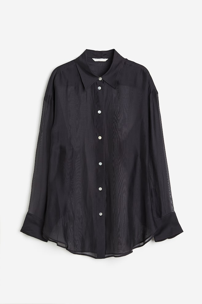 Sheer blouse - Black/Beige/Snakeskin-patterned - 2