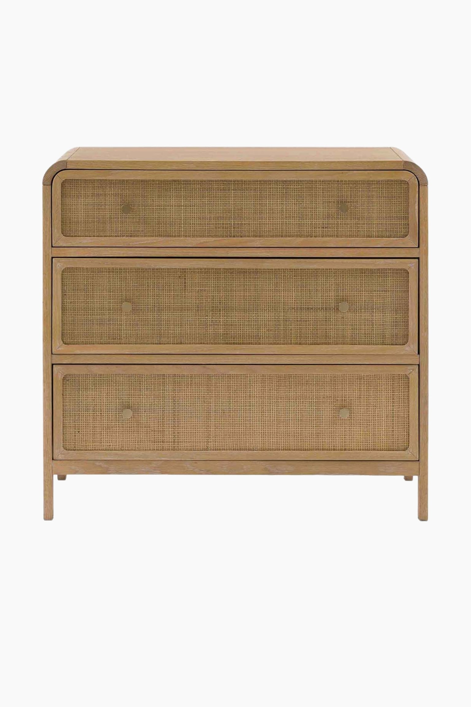Wooden Rattan 3 Drawer Chest - Natural - 2