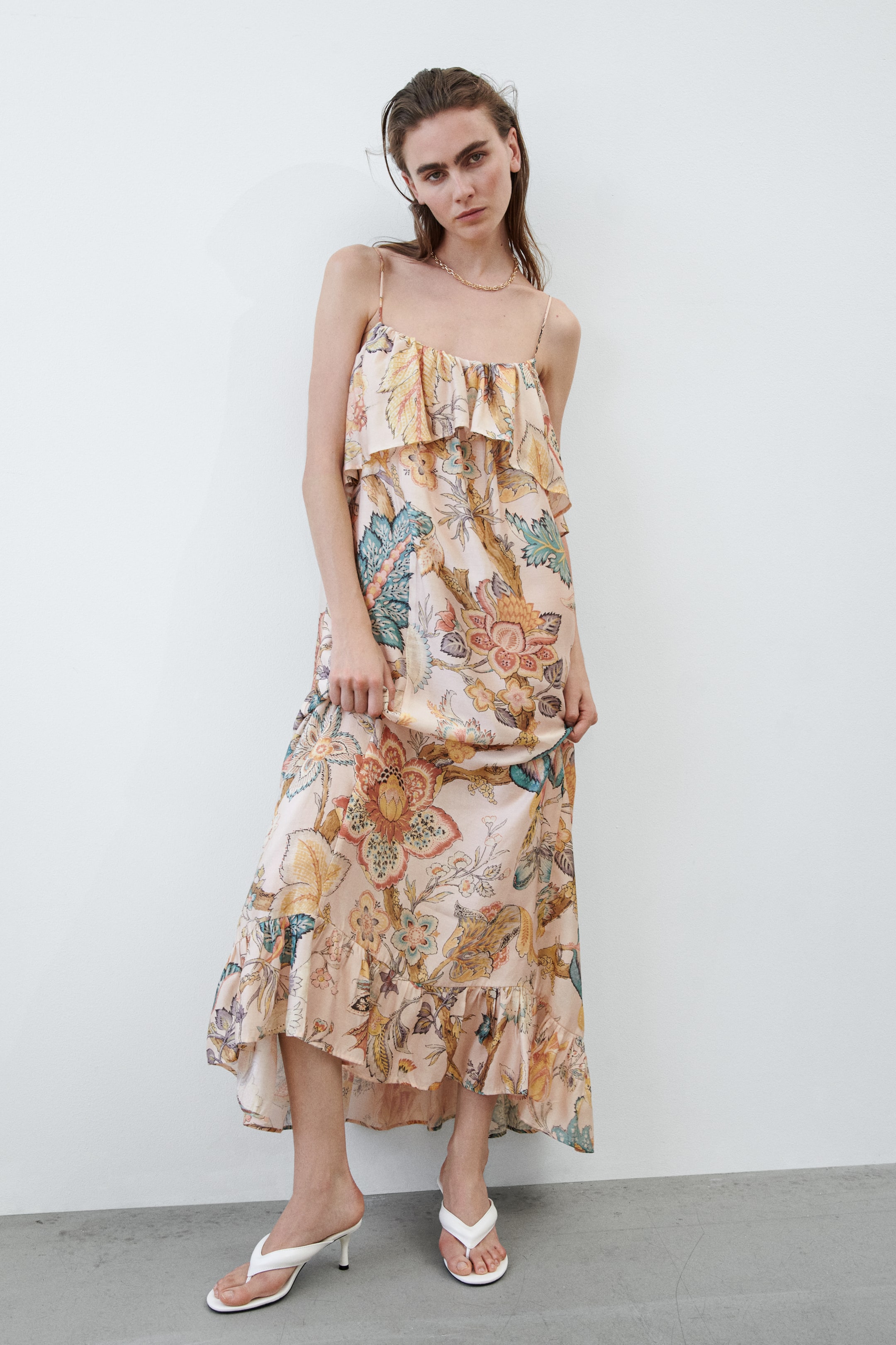Ruffle-Trimmed A-Line Dress