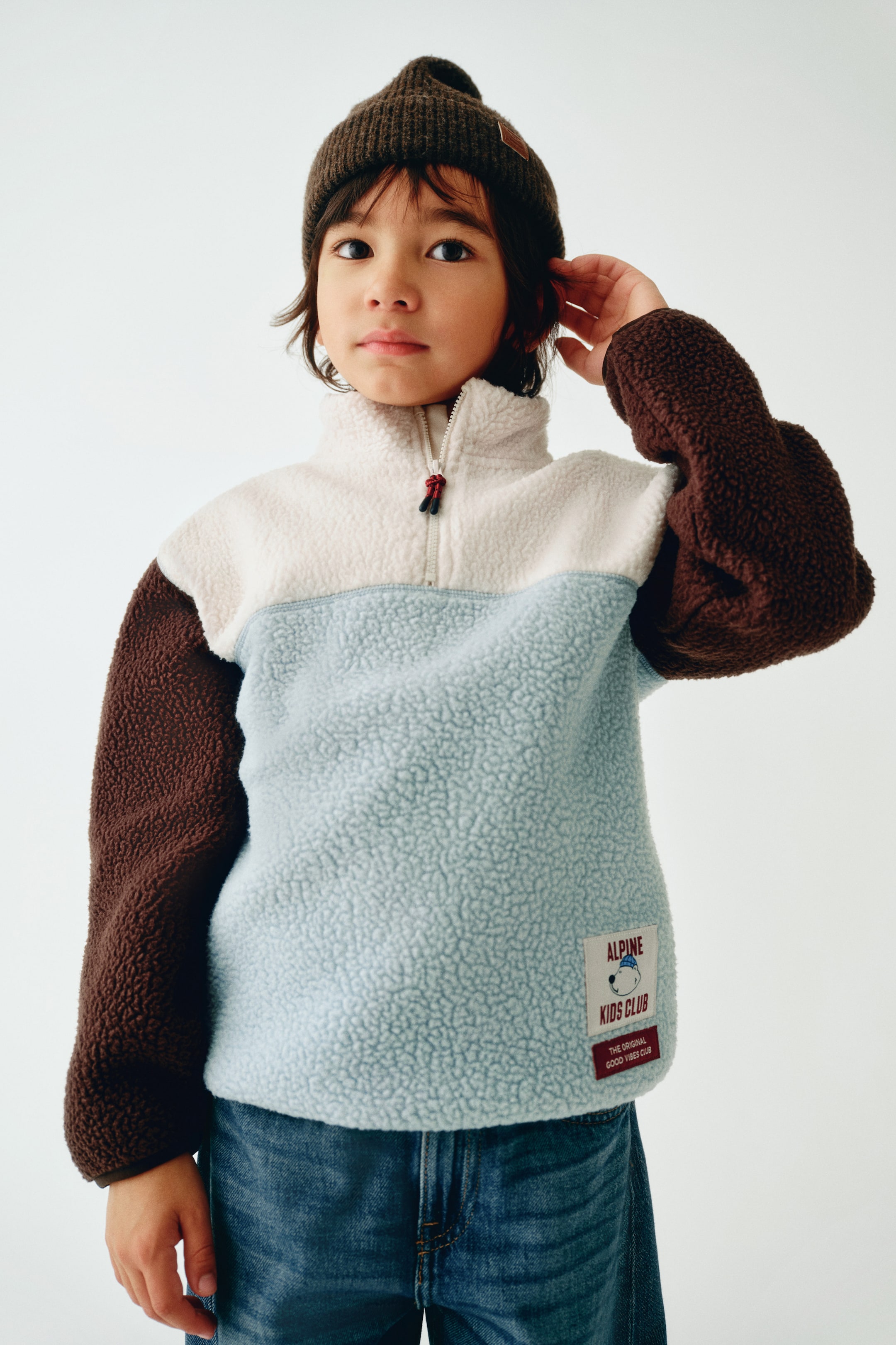 View larger image: Teddy zip-top sweatshirt - Turquoise/Colour block - Kids | H&M 1