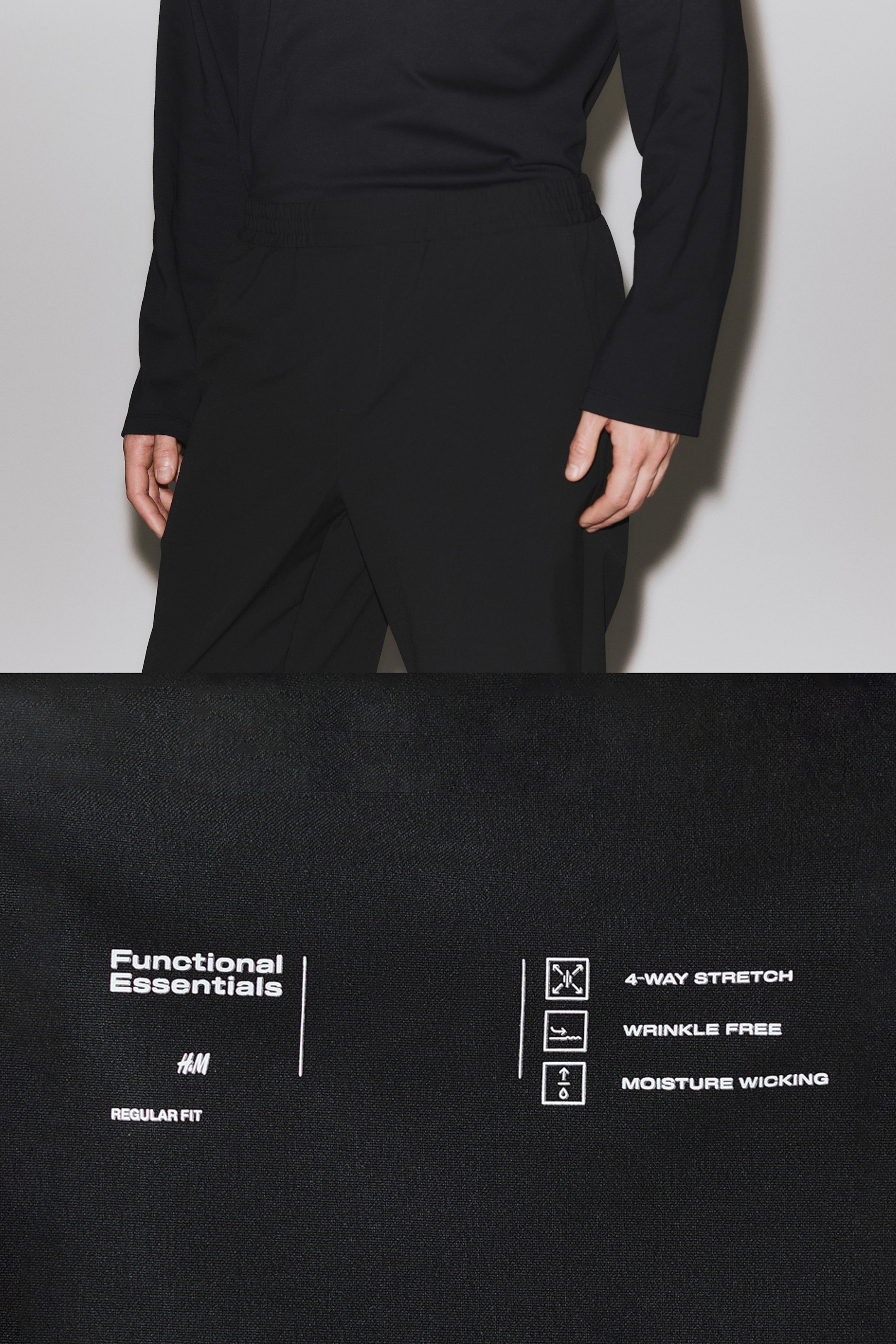 Мужские брюки H&M Four-Way Stretch Regular-Fit Pull-On Pants — фото 9