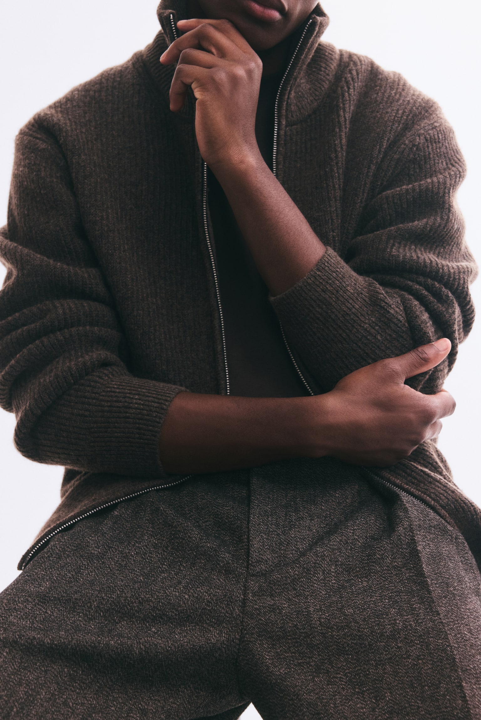 Мужские брюки H&M Loose-Fit Wool-Blend, цвет: Тёмный коричневый — фото 3
