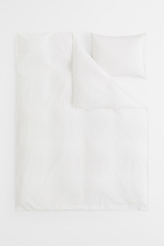 Washed cotton duvet cover set - White/Light beige/Brown/Greige/dc/dc/dc - 3