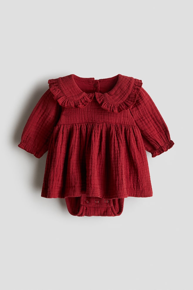 Bodykleid aus Baumwollmusselin - Rot - 1