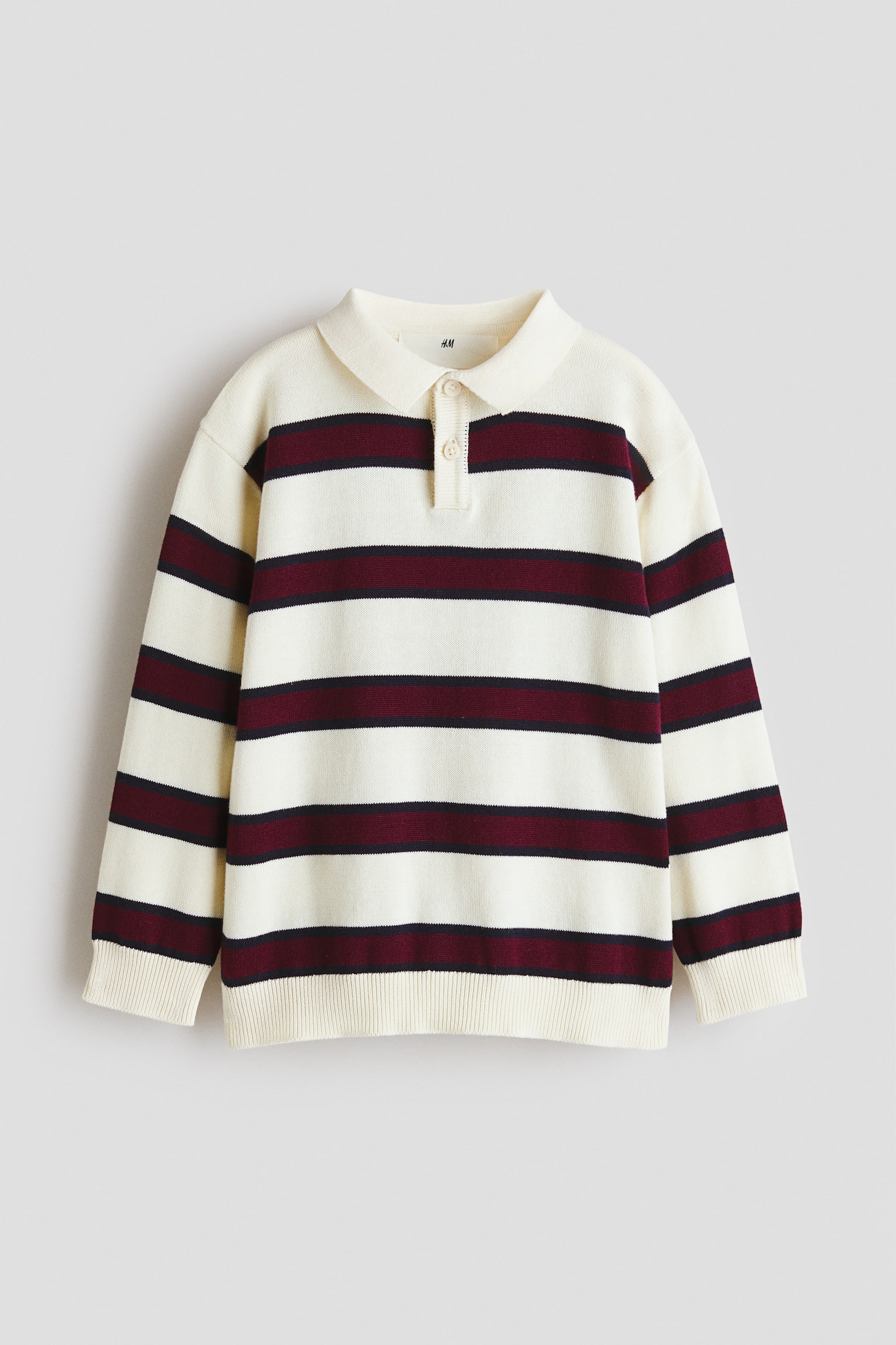 Pullover tipo polo con colletto - Crema/righe/Verde scuro/righe/Beige chiaro/Grigio scuro mélange