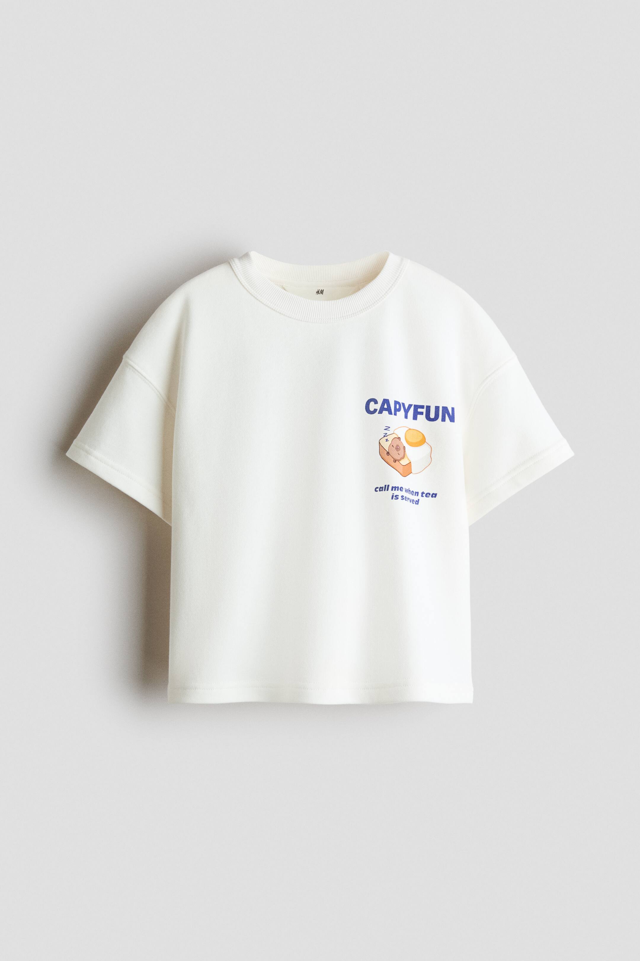 View larger image: Print-motif T-shirt - Cream/CapyFun - Kids | H&M 1