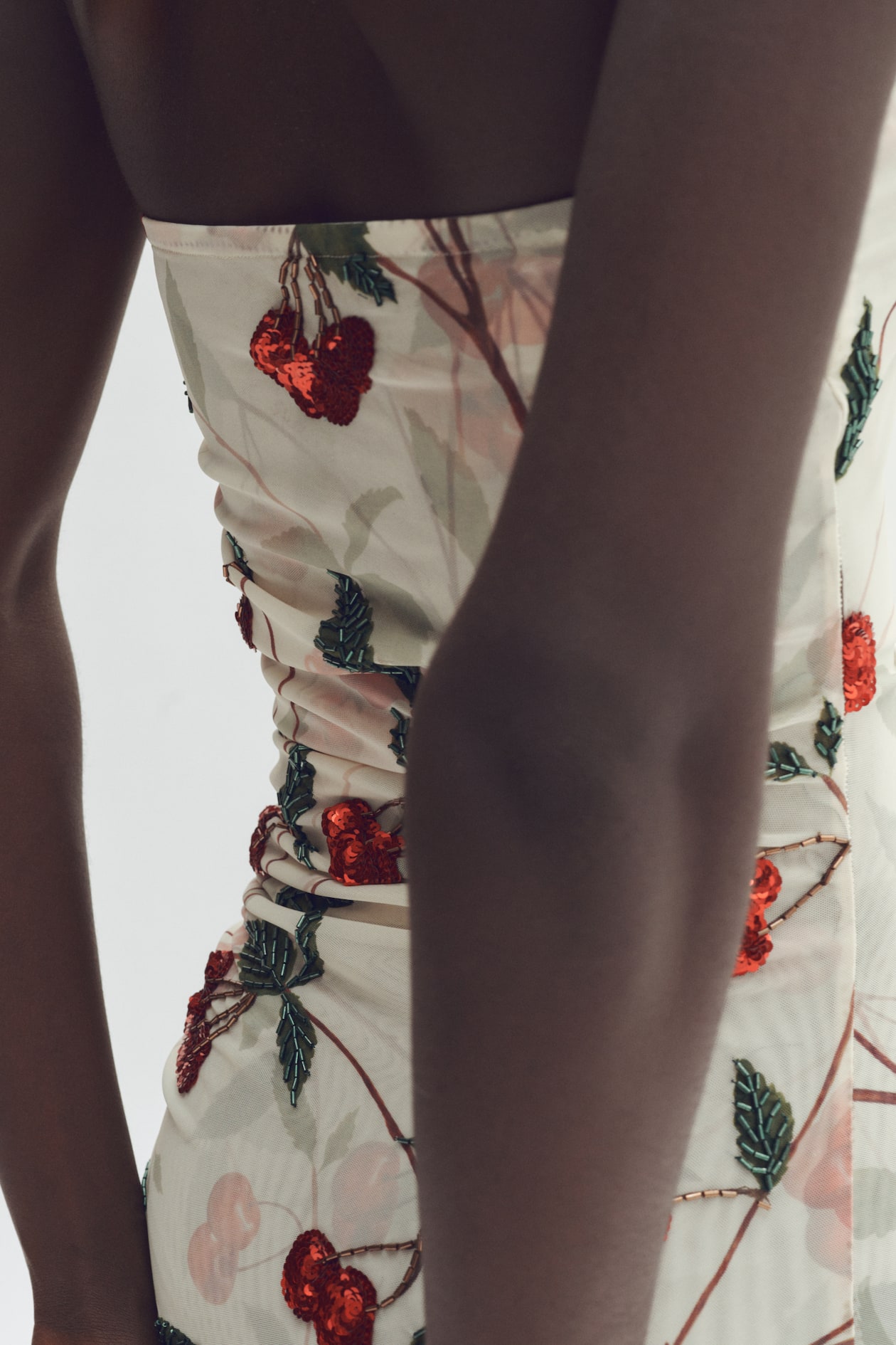 Cherry-Print Mesh Tube Dress - image 5