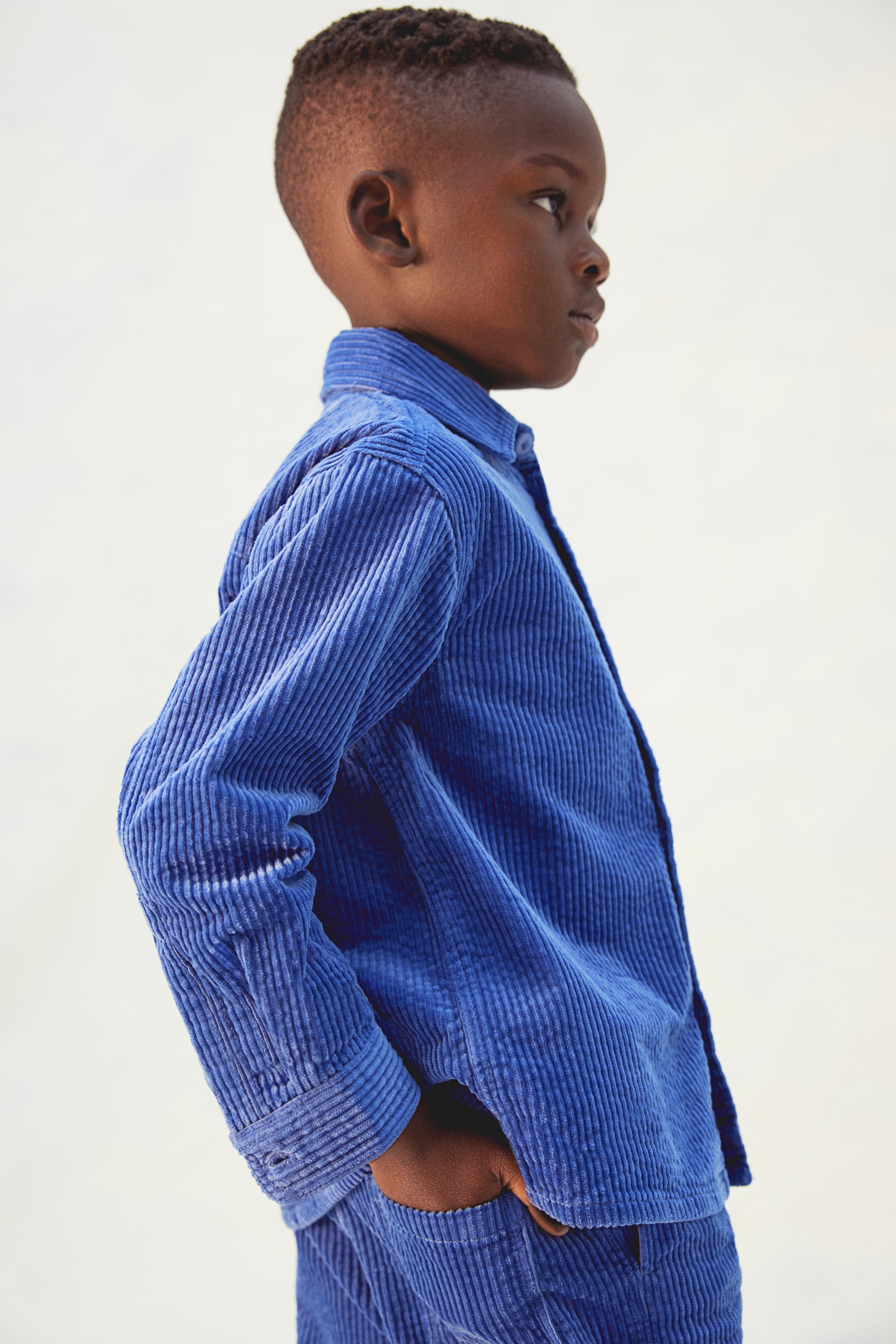 Corduroy cotton overshirt - Bright blue - Kids | H&M GB 1