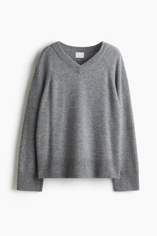 Oversized wool jumper - Grey/Brown/Brown - 1