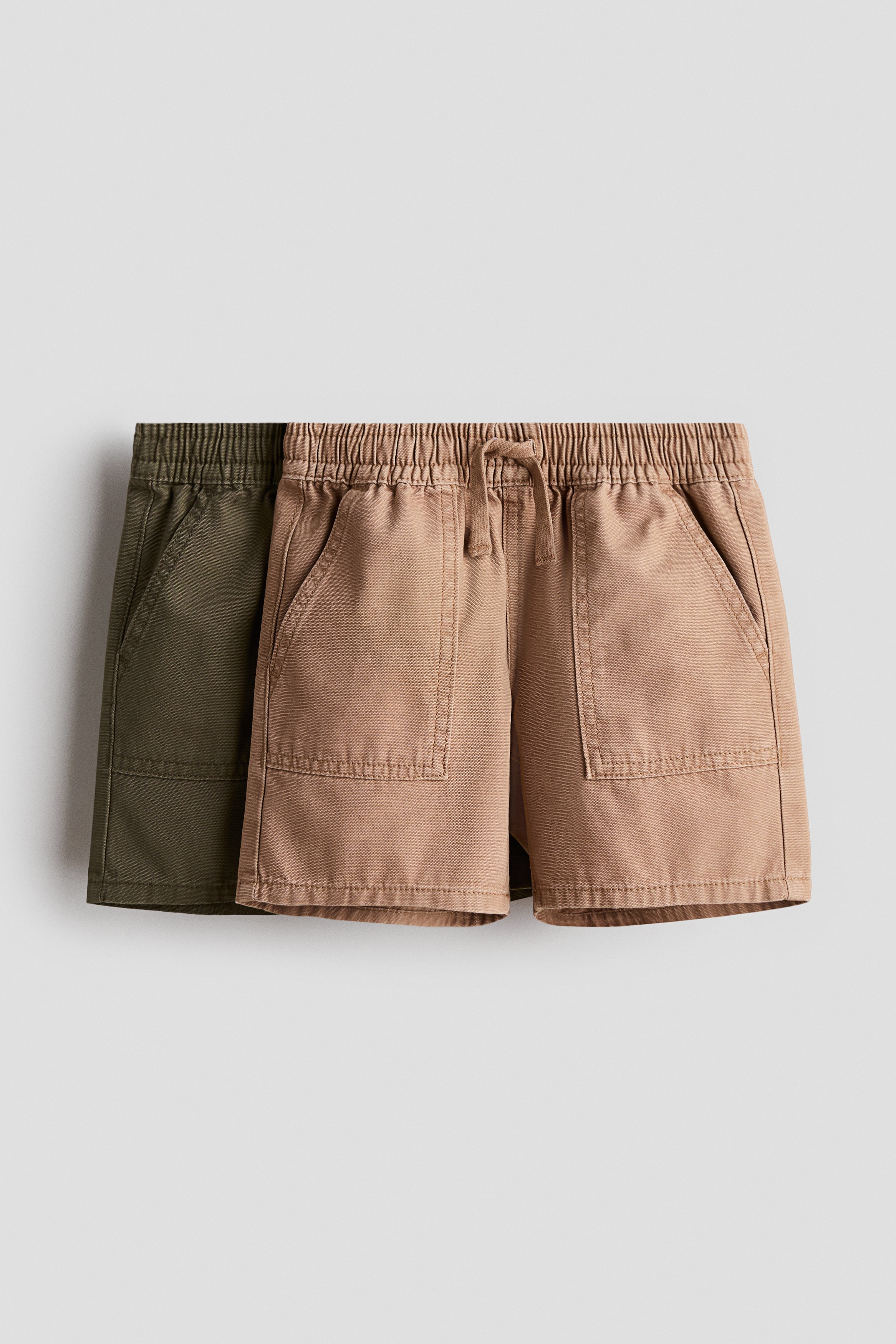 2-pack canvas shorts - Dark beige/Dark khaki green