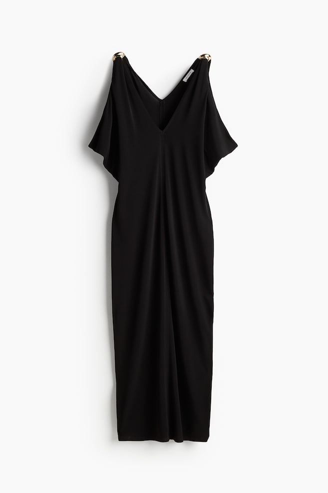 Robe à encolure en V - Noir - 1