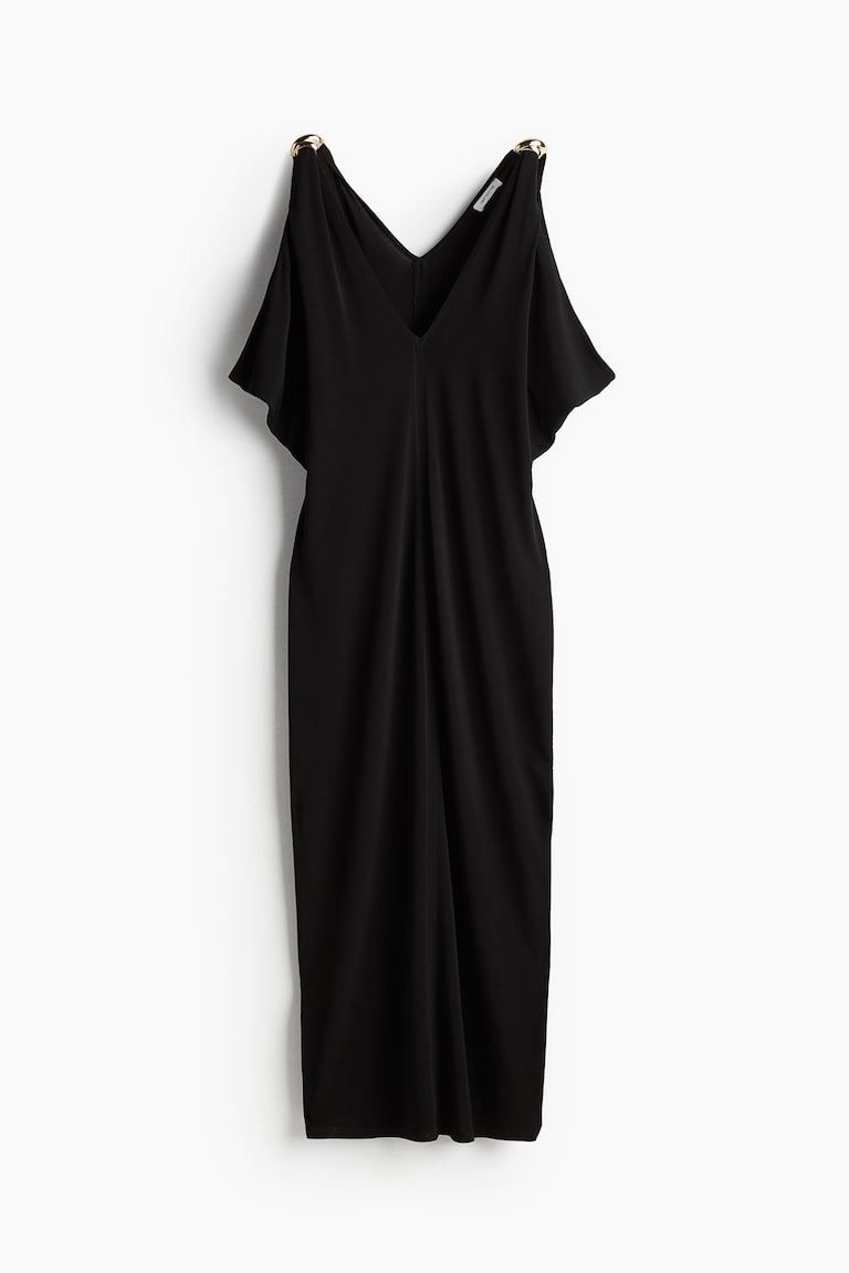 short black dress open leg ROBE MIDI MALOUISA carbon