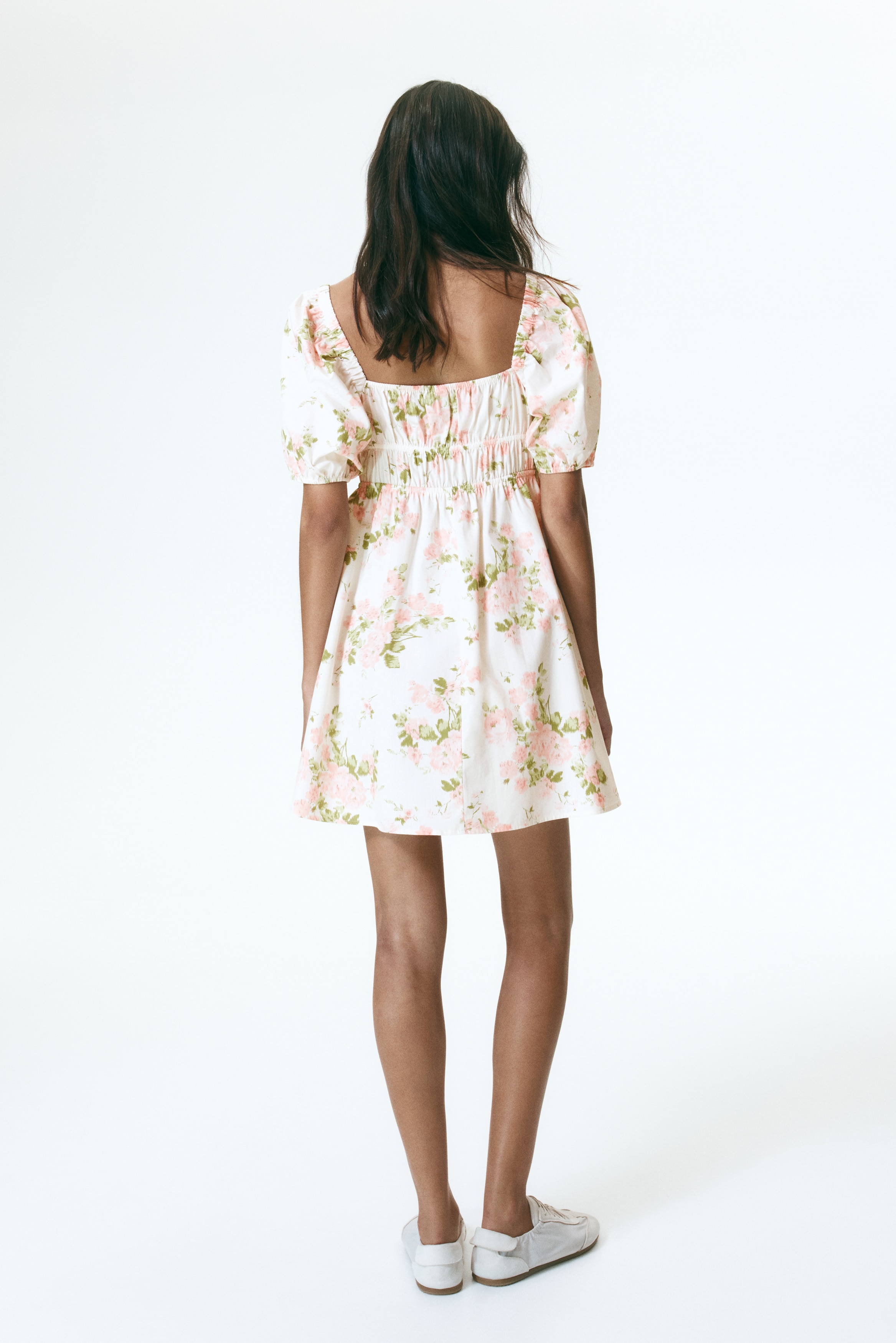 Abito a tunica con stampa logo a fiori Donna, Nero | Milano