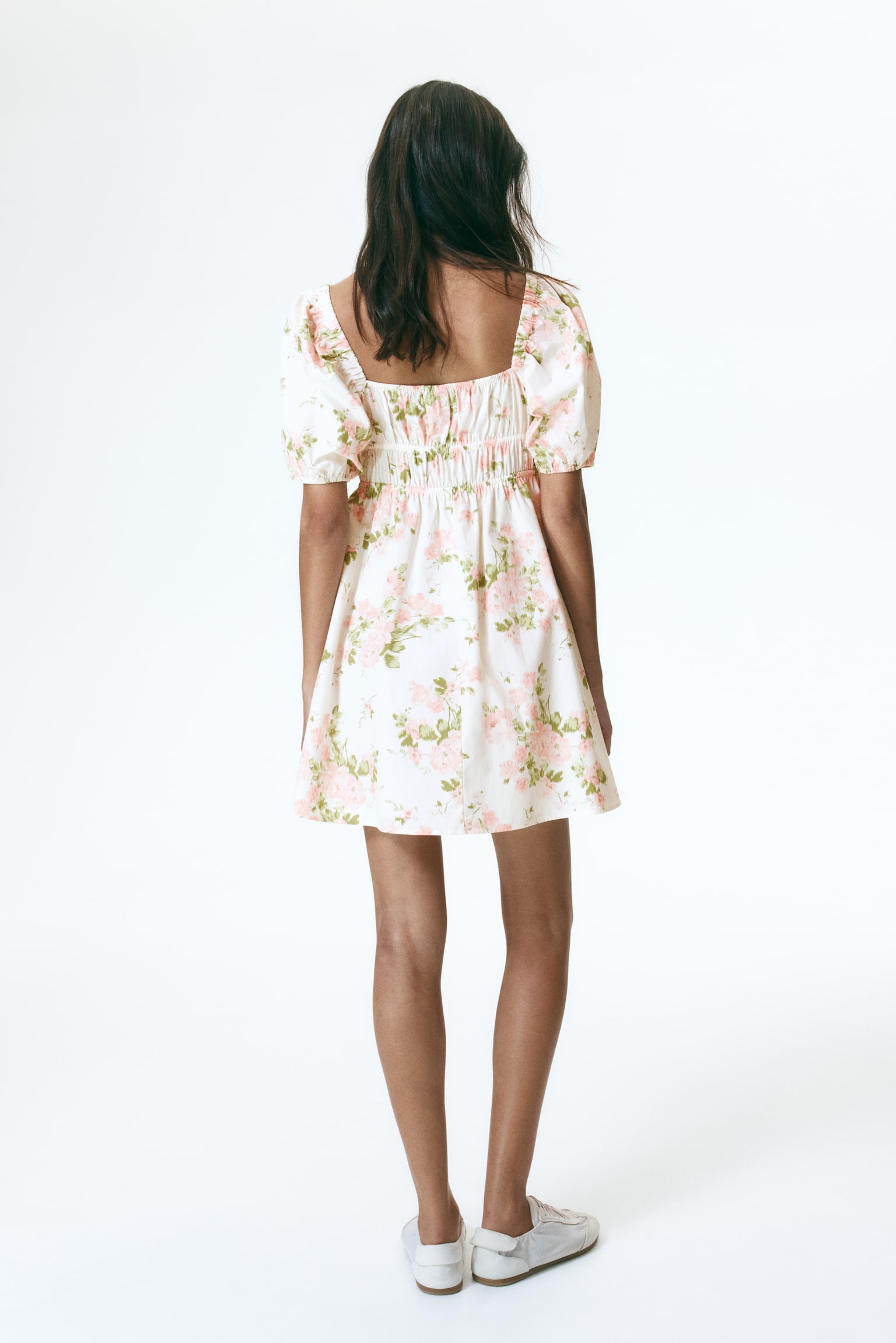 Puff-sleeved poplin dress - 5