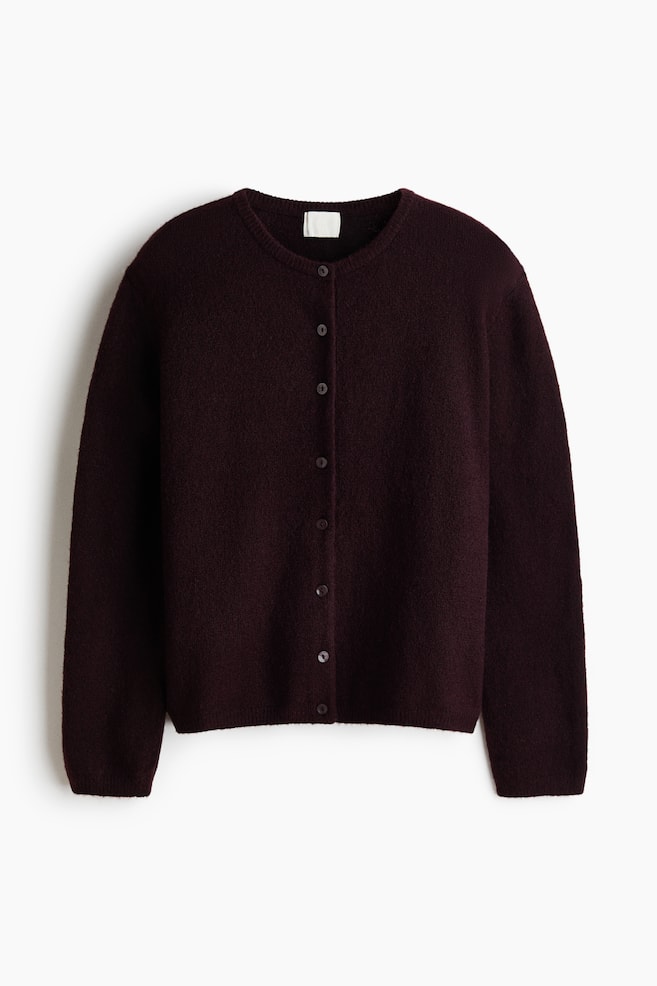 Loose-fit cardigan - Dark purple/Beige marl/Greige marl/Dark grey marl - 1