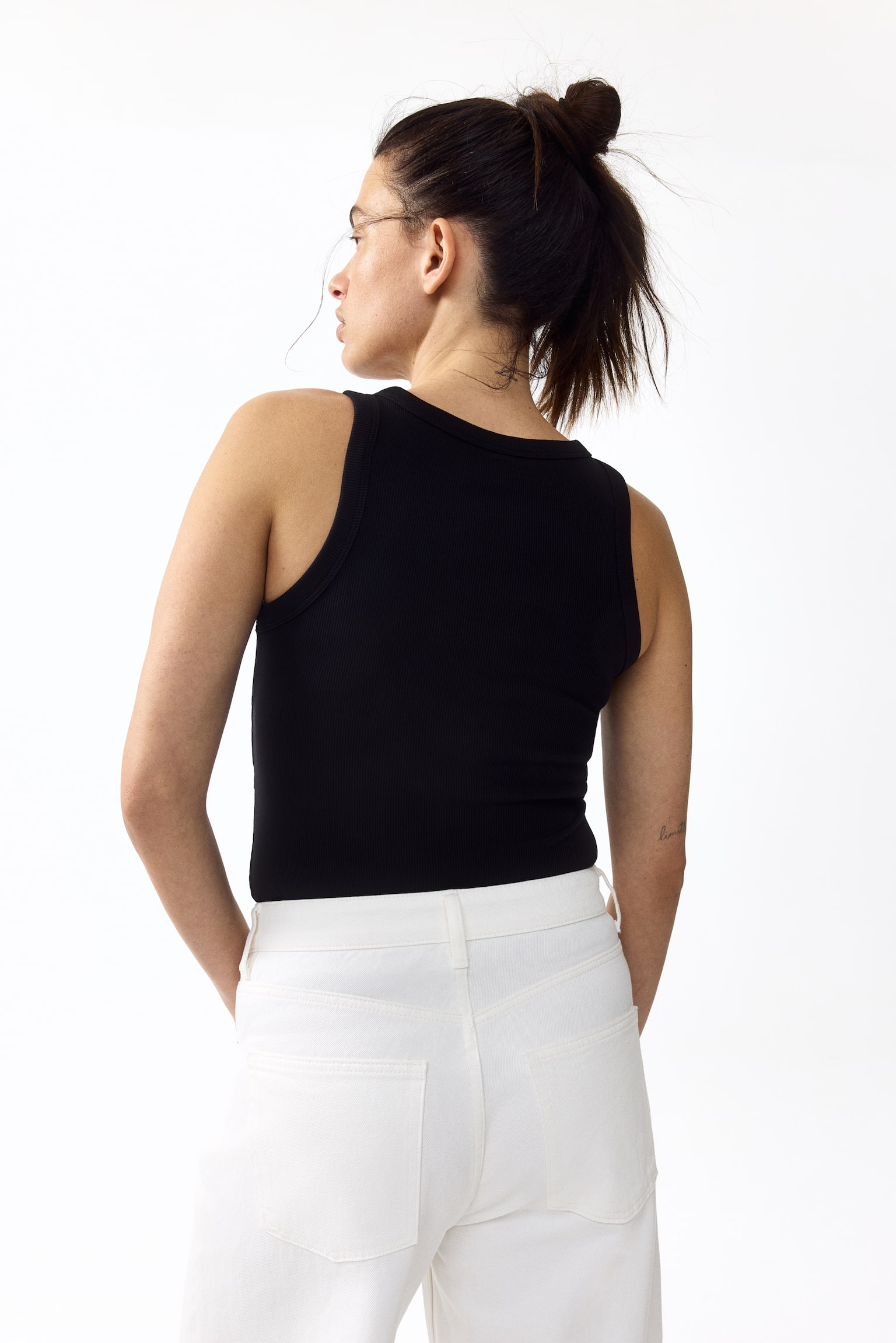 MAMA Ribbed nursing vest top - Black/White/Light khaki green/Dark brown - 4